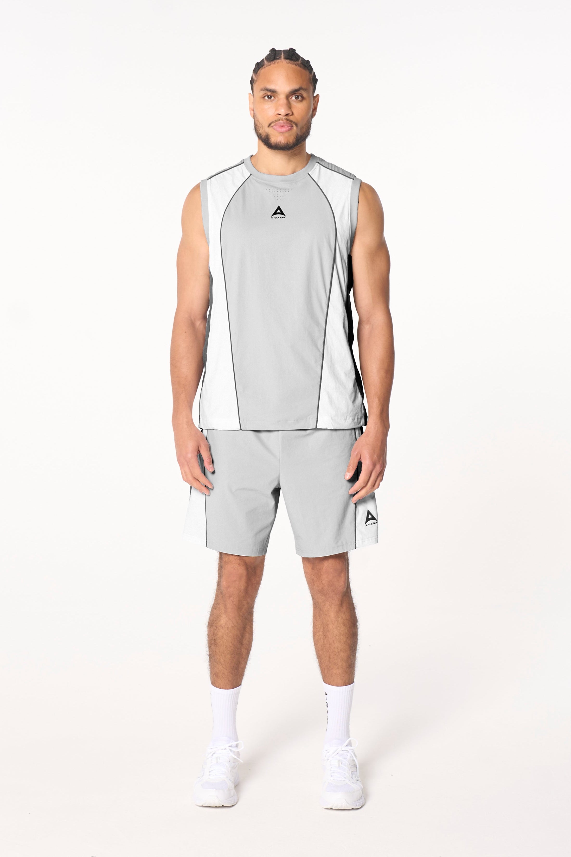 Men's Textured Shorts - Grey / White