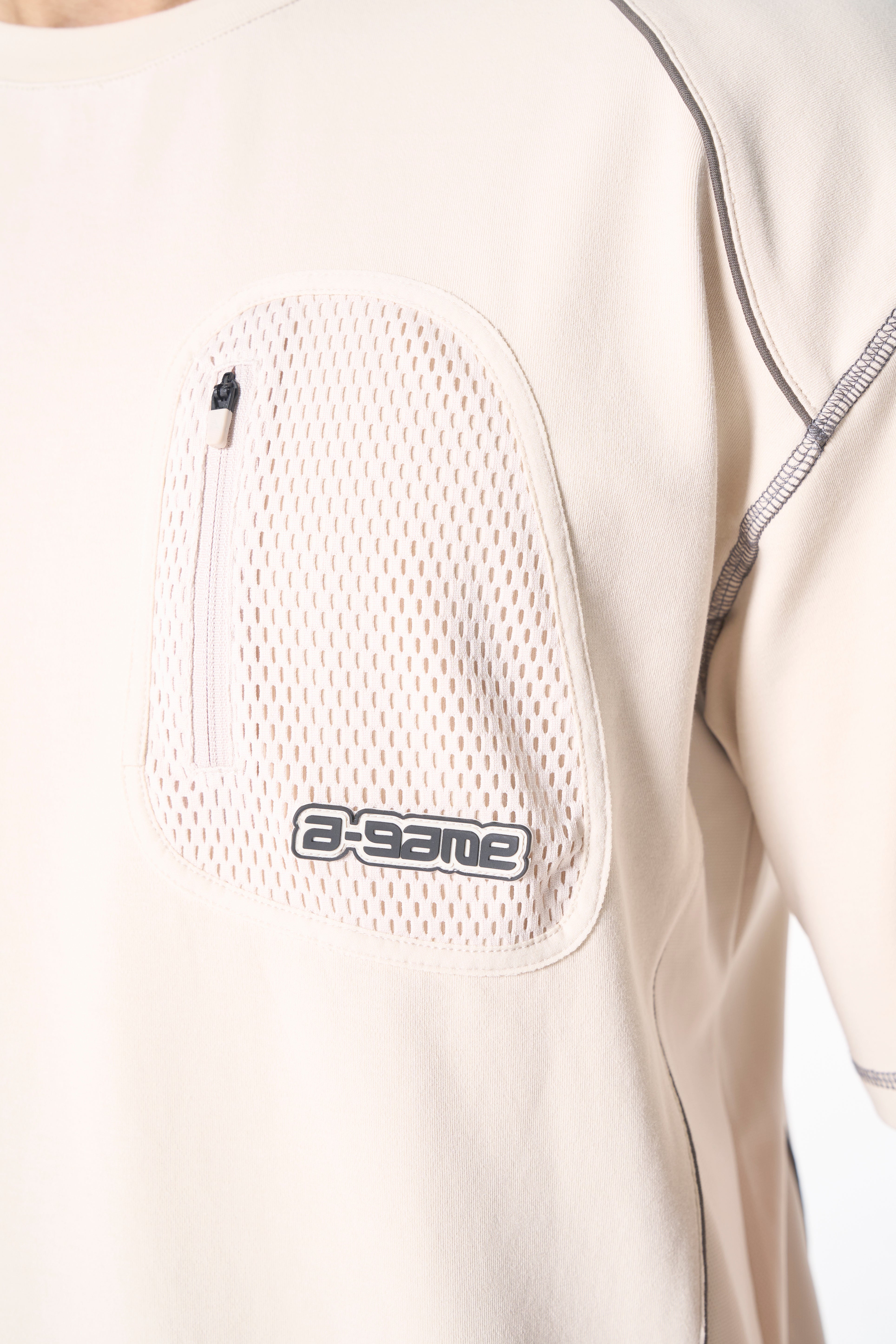 Men's Seam Detail Tech T-Shirt - Beige