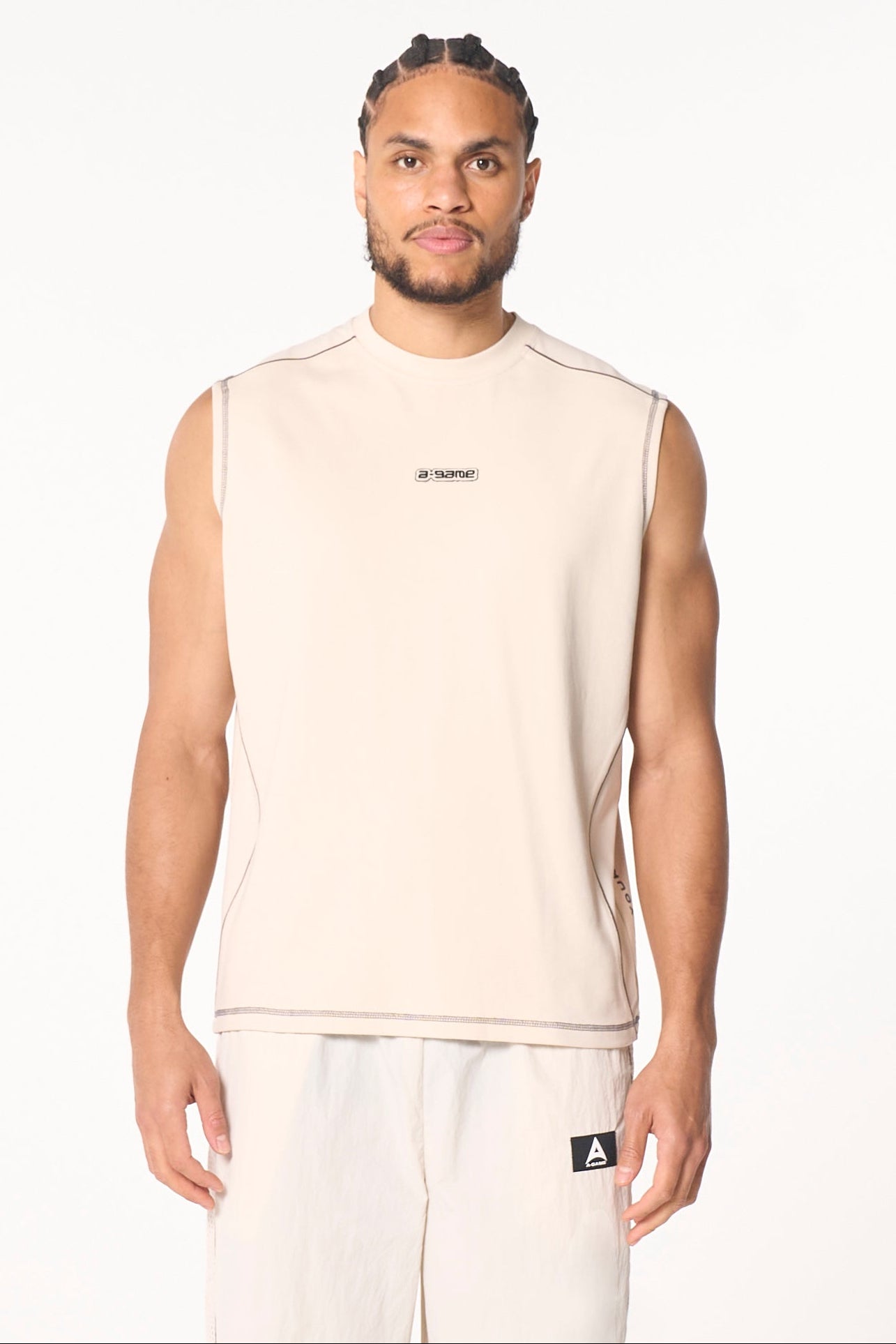 Men's Seam Detail Tech T-Shirt - Beige