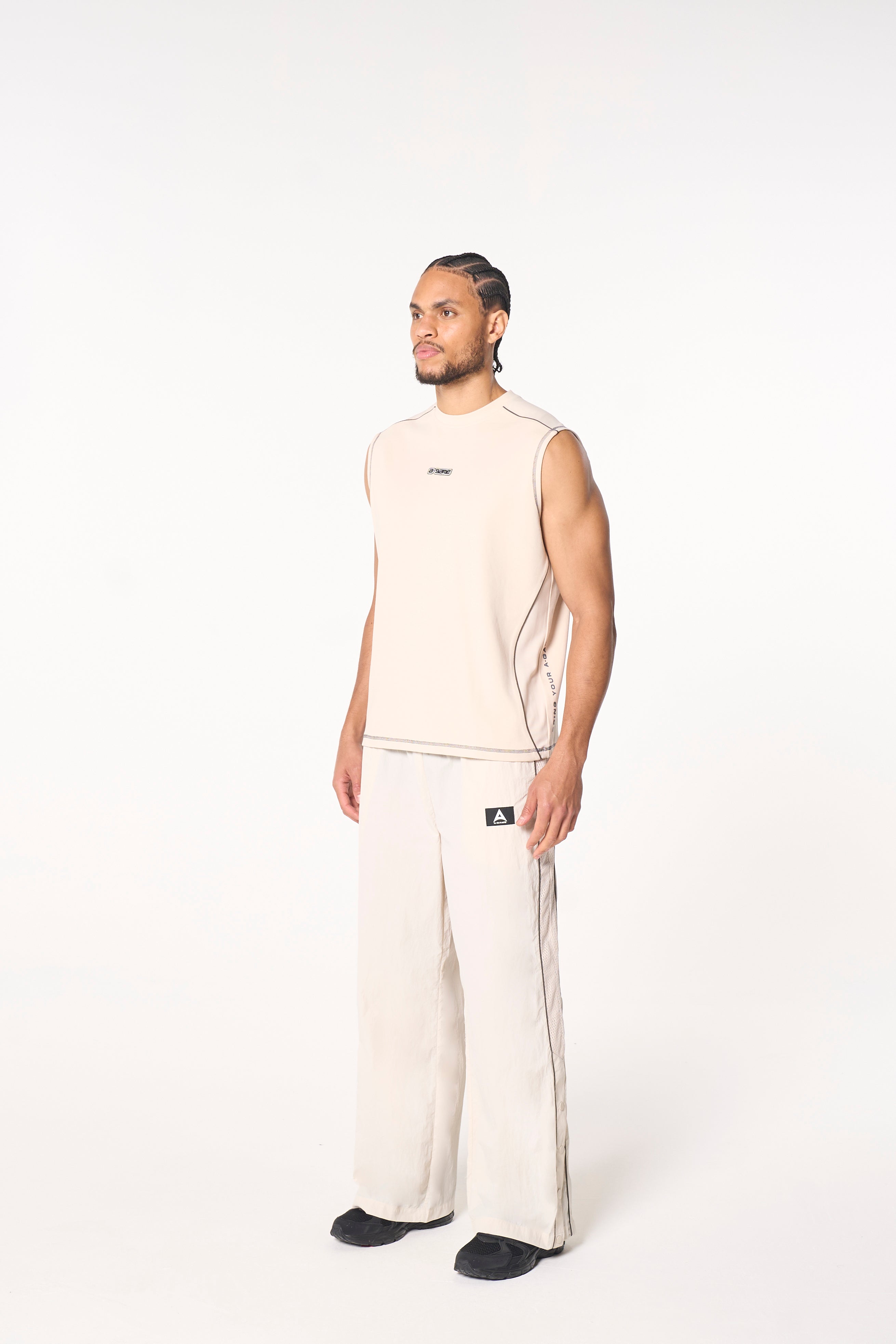 Men's Seam Detail Tech T-Shirt - Beige