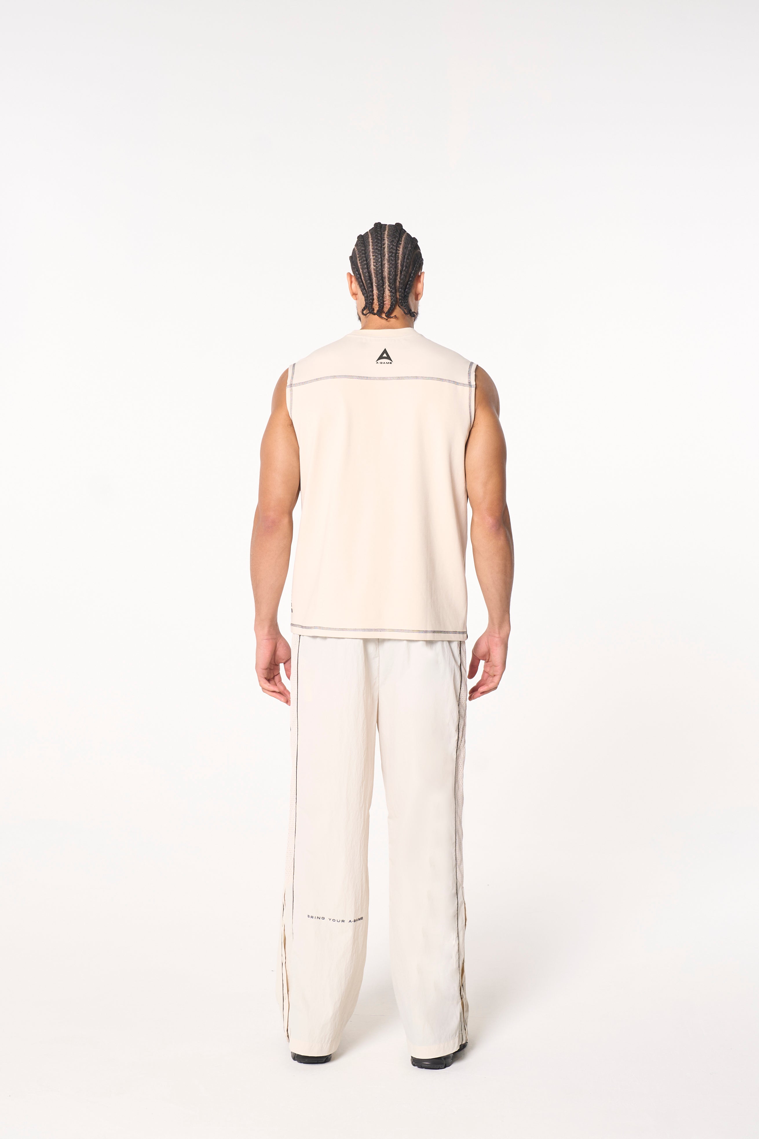 Men's Seam Detail Tech T-Shirt - Beige