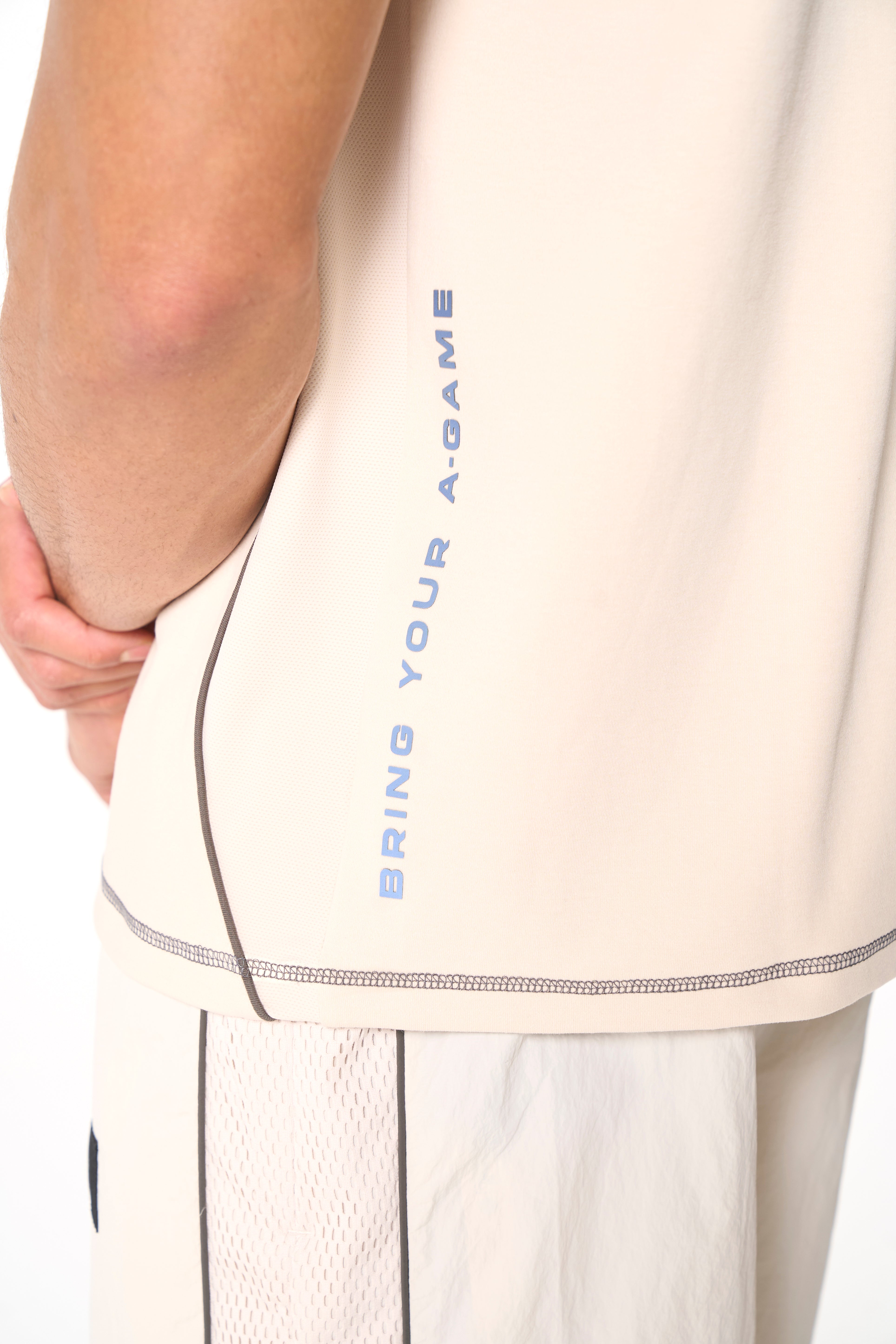 Men's Seam Detail Tech T-Shirt - Beige