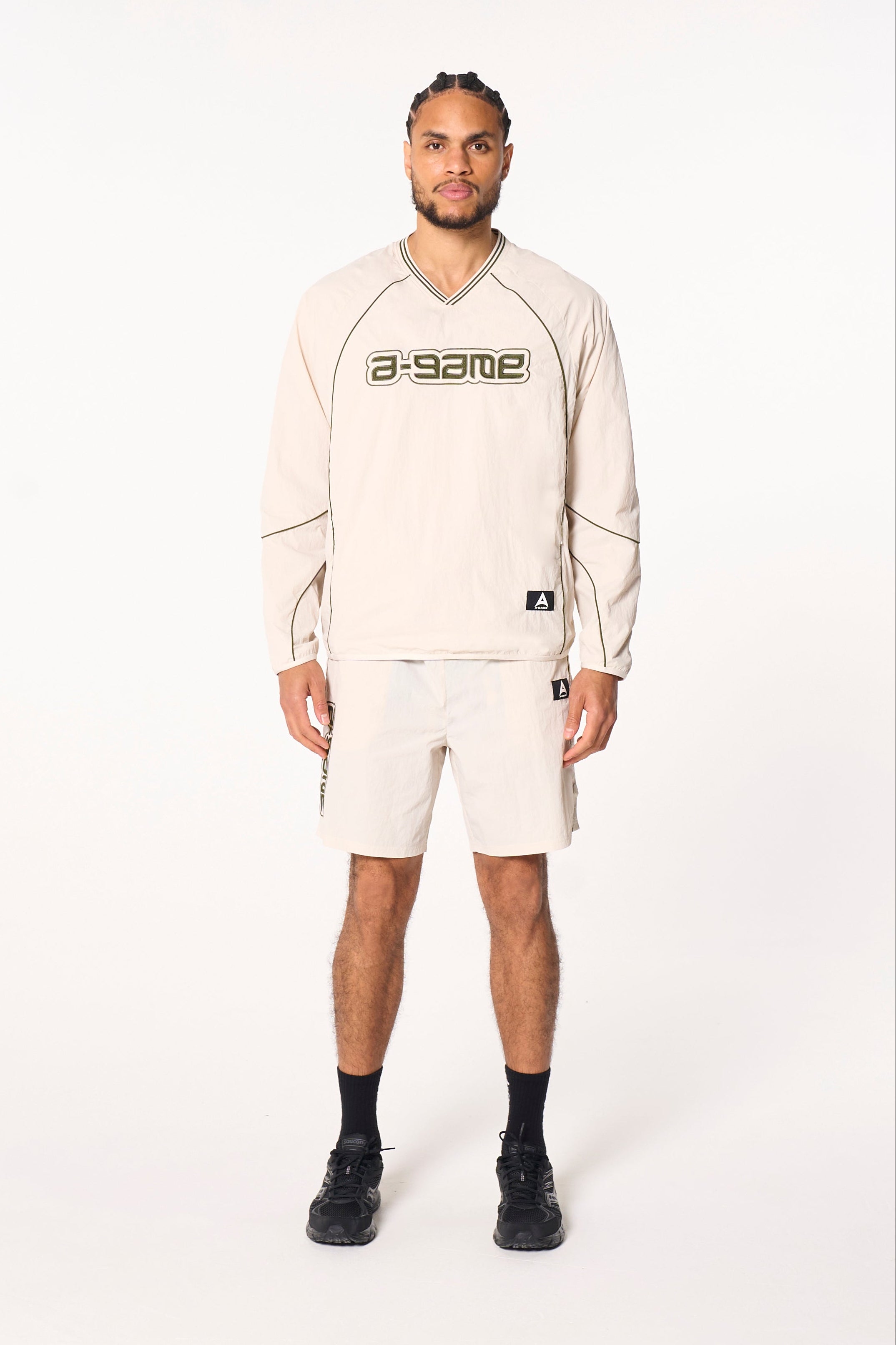 Men's Woven Tech Popper Shorts - Beige