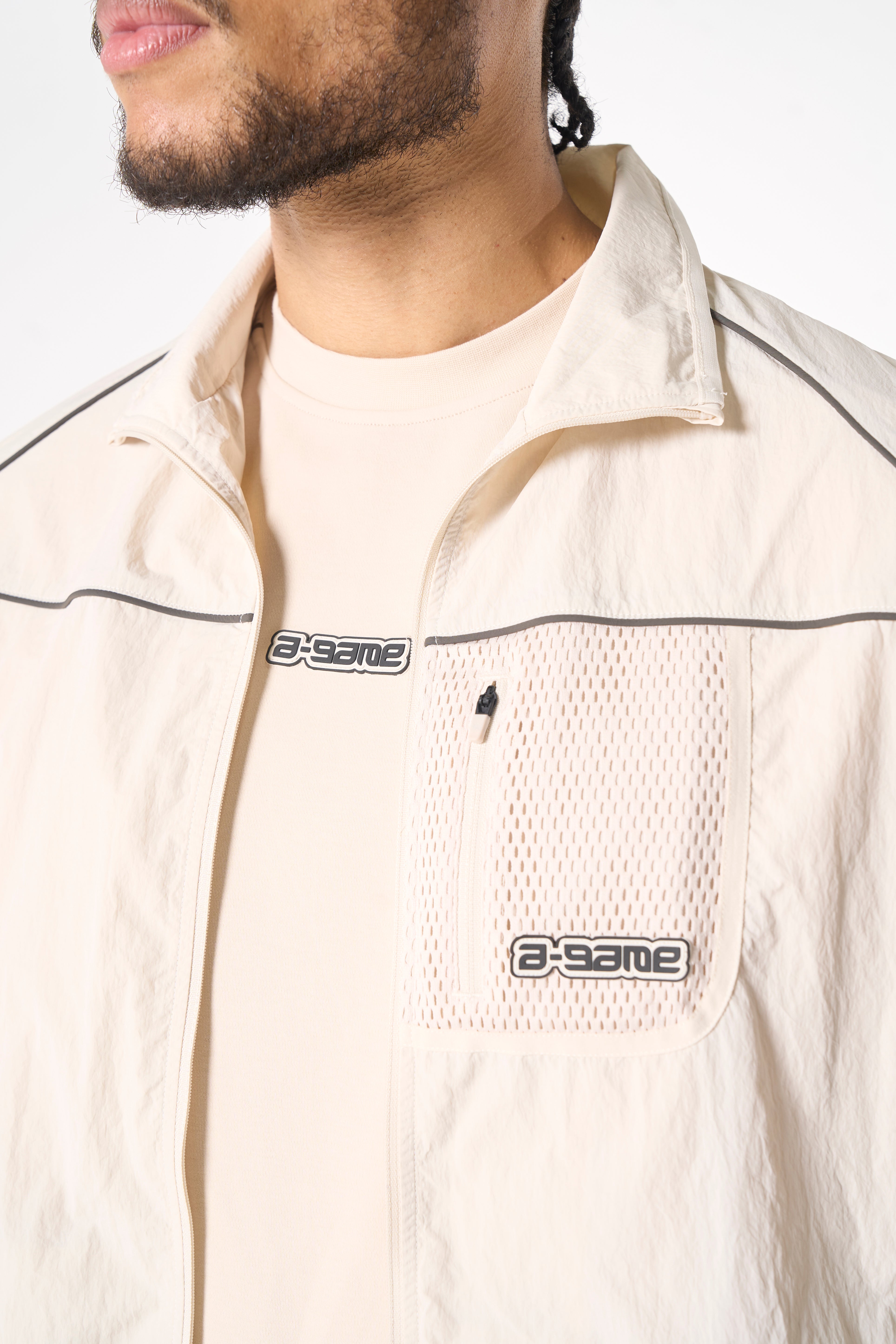 Men's Woven Tech Track Jacket - Beige
