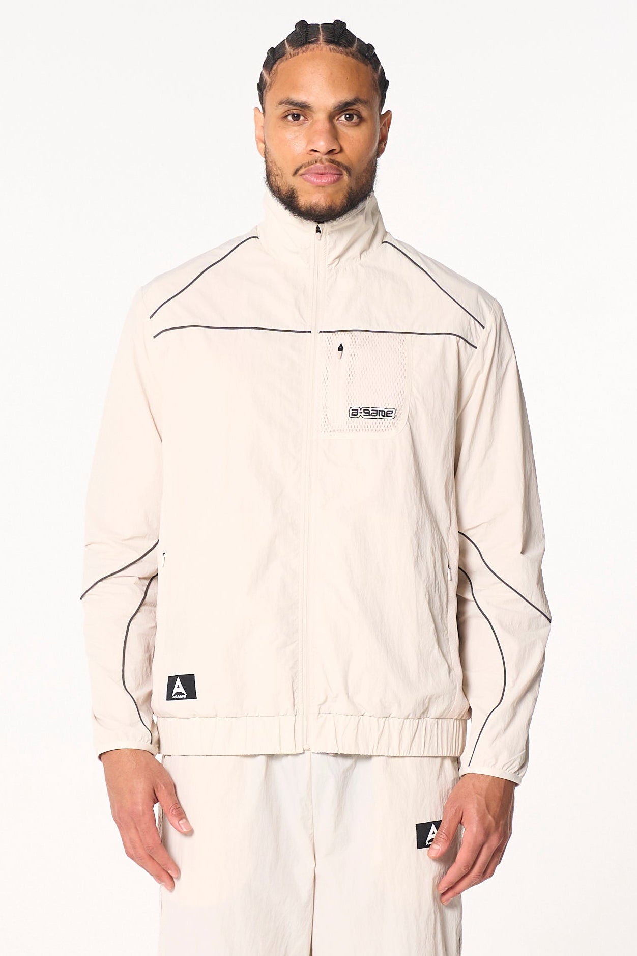 Men's Woven Tech Track Jacket - Beige