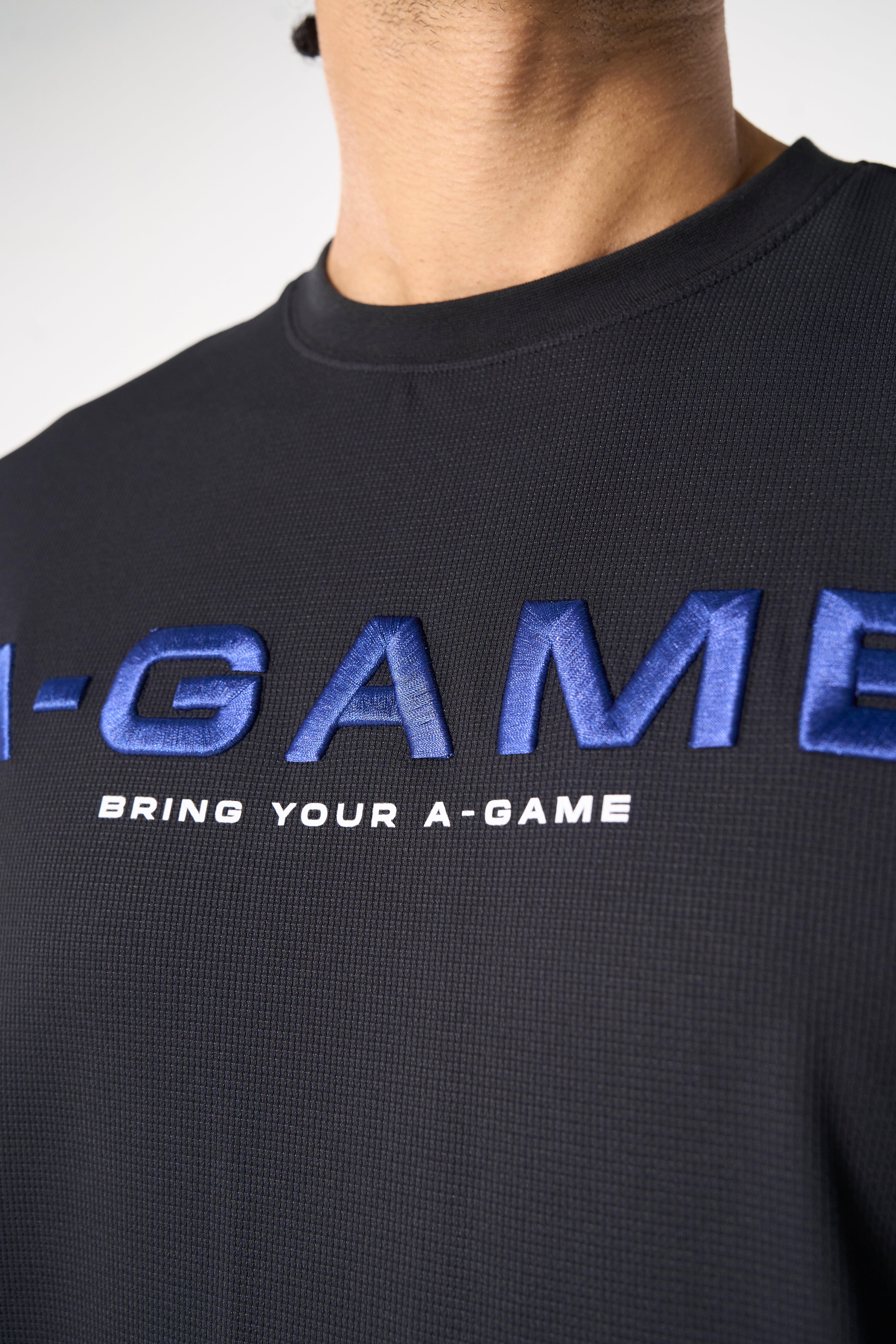 MENS LIFEWEAR WAFFLE TECH T-SHIRT - BLACK