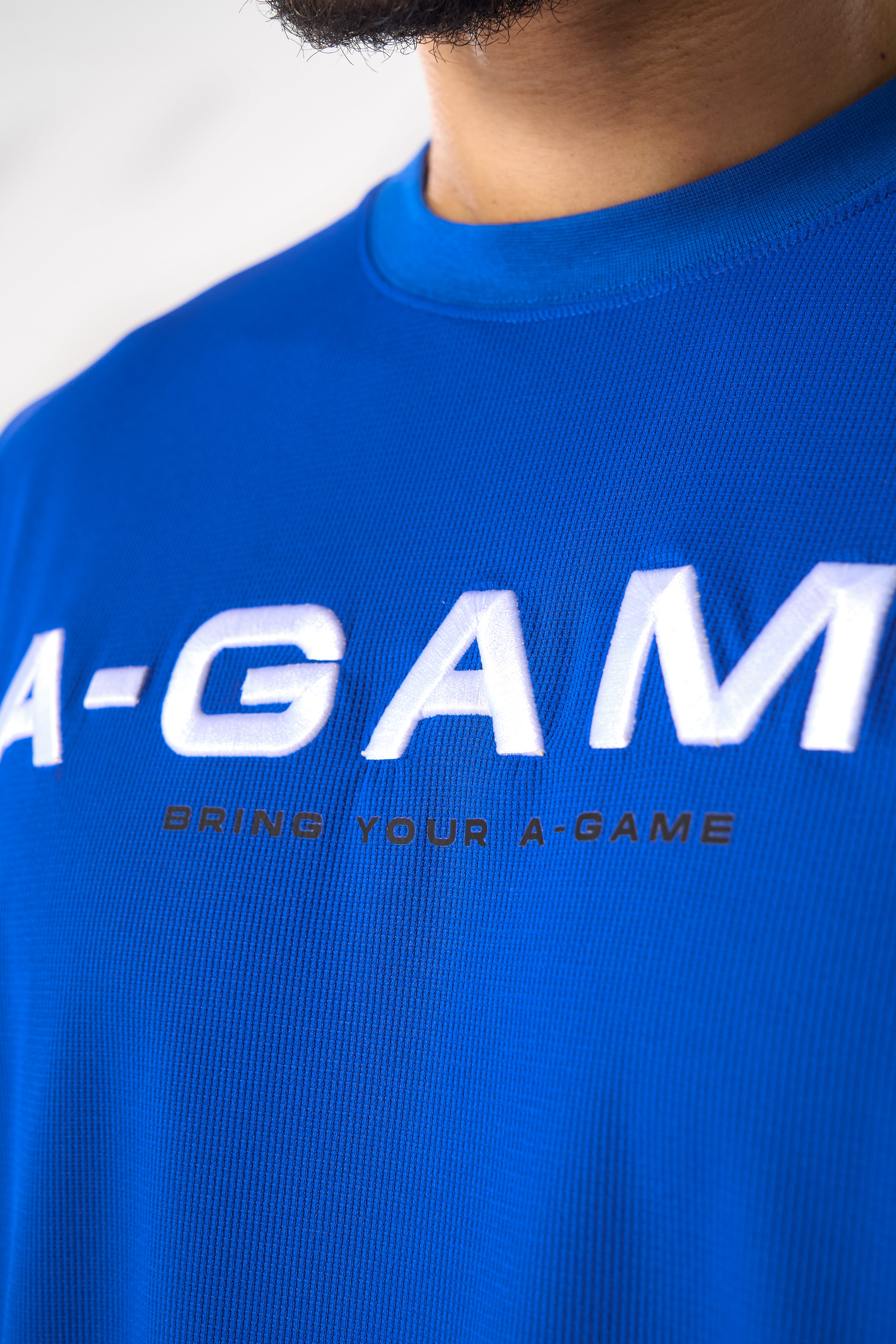 MENS LIFEWEAR WAFFLE TECH T-SHIRT - COBALT BLUE