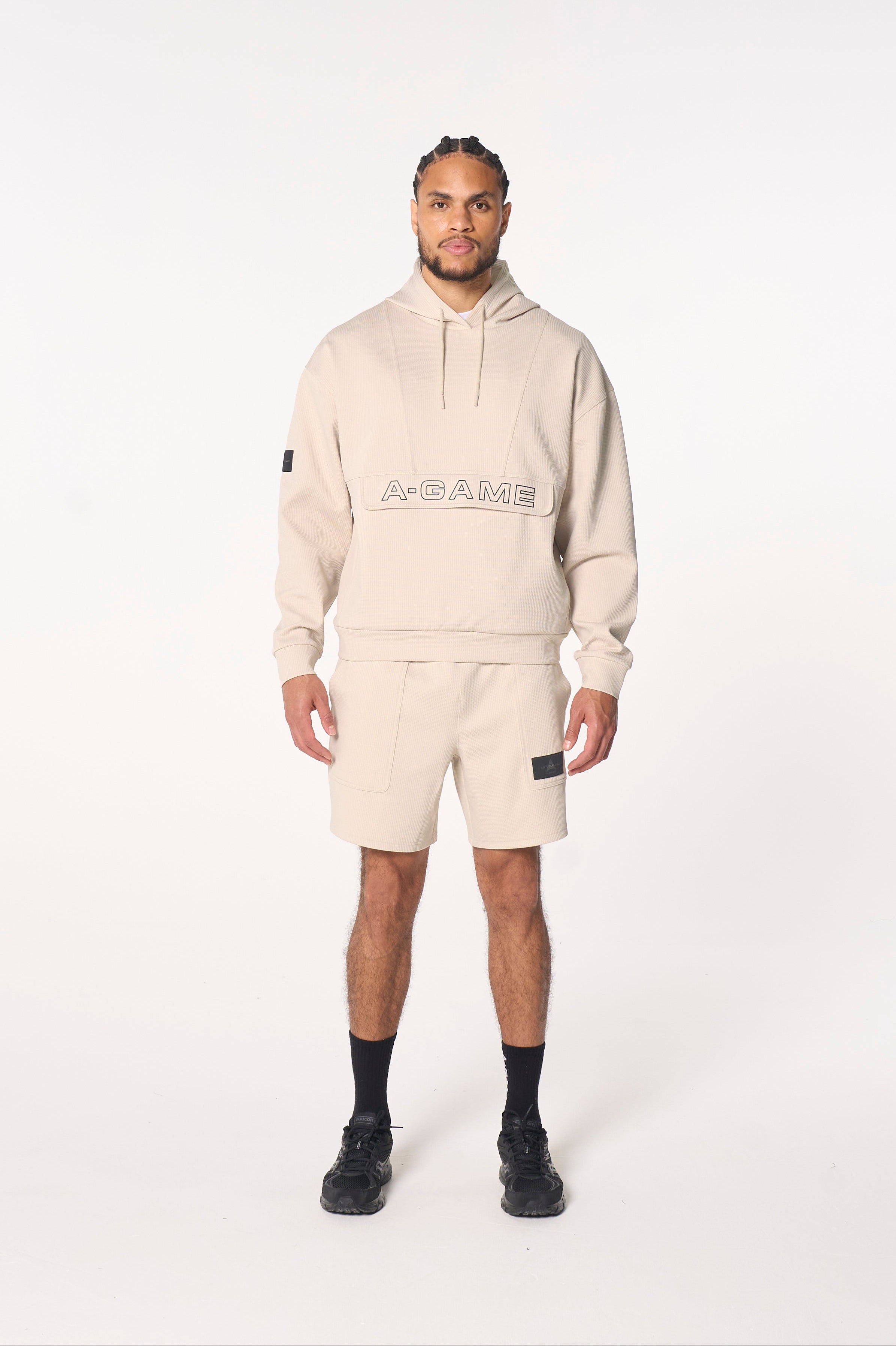 MENS LIFEWEAR WAFFLE TECH SHORTS - BEIGE