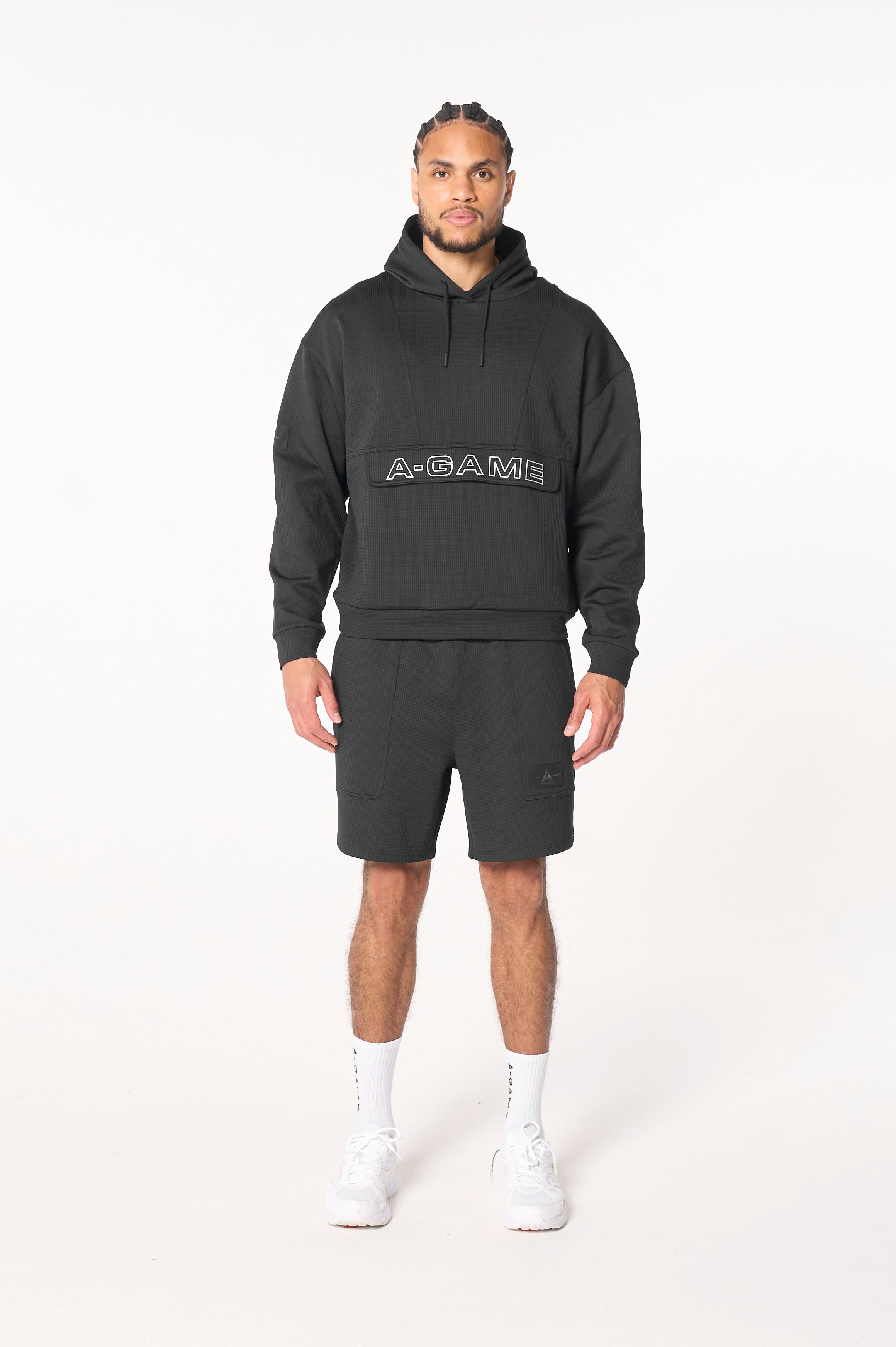 MENS LIFEWEAR WAFFLE TECH SHORTS - BLACK