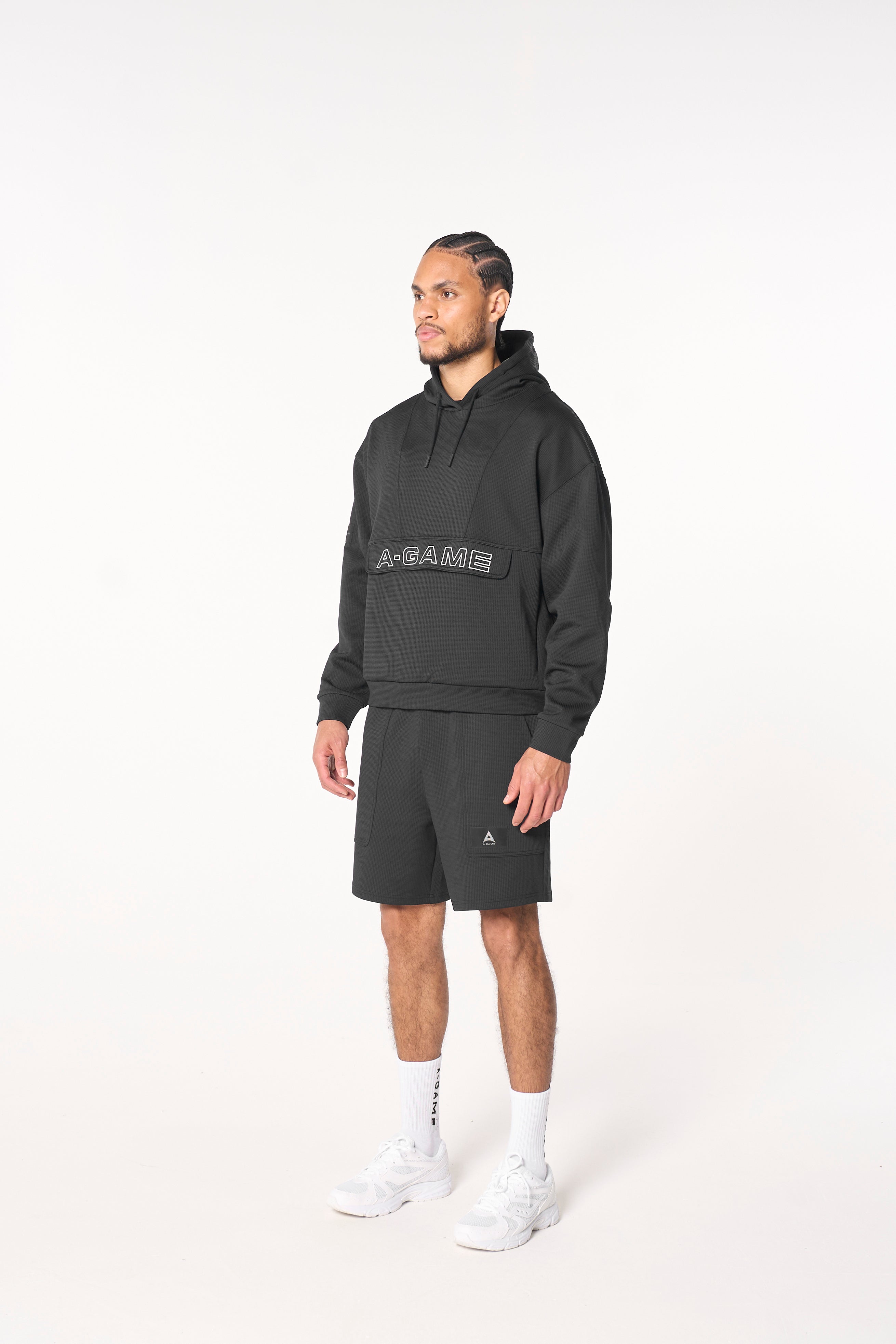 MENS LIFEWEAR WAFFLE TECH SHORTS - BLACK