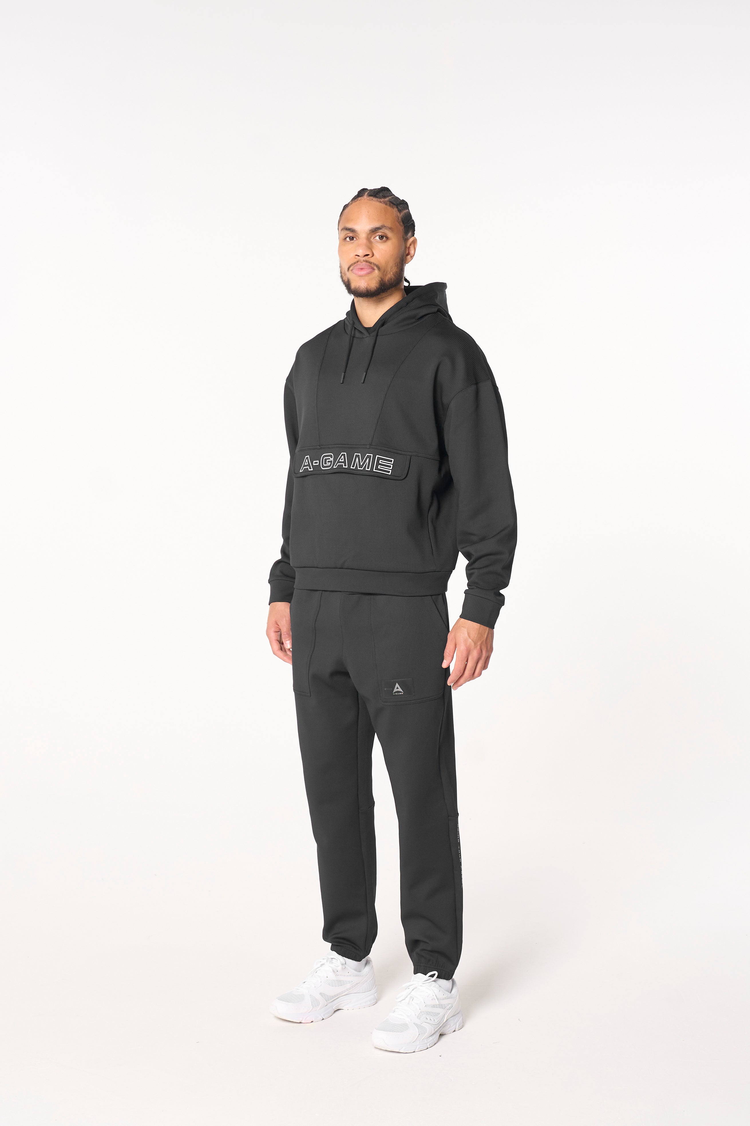 MENS LIFEWEAR WAFFLE TECH JOGGERS - BLACK