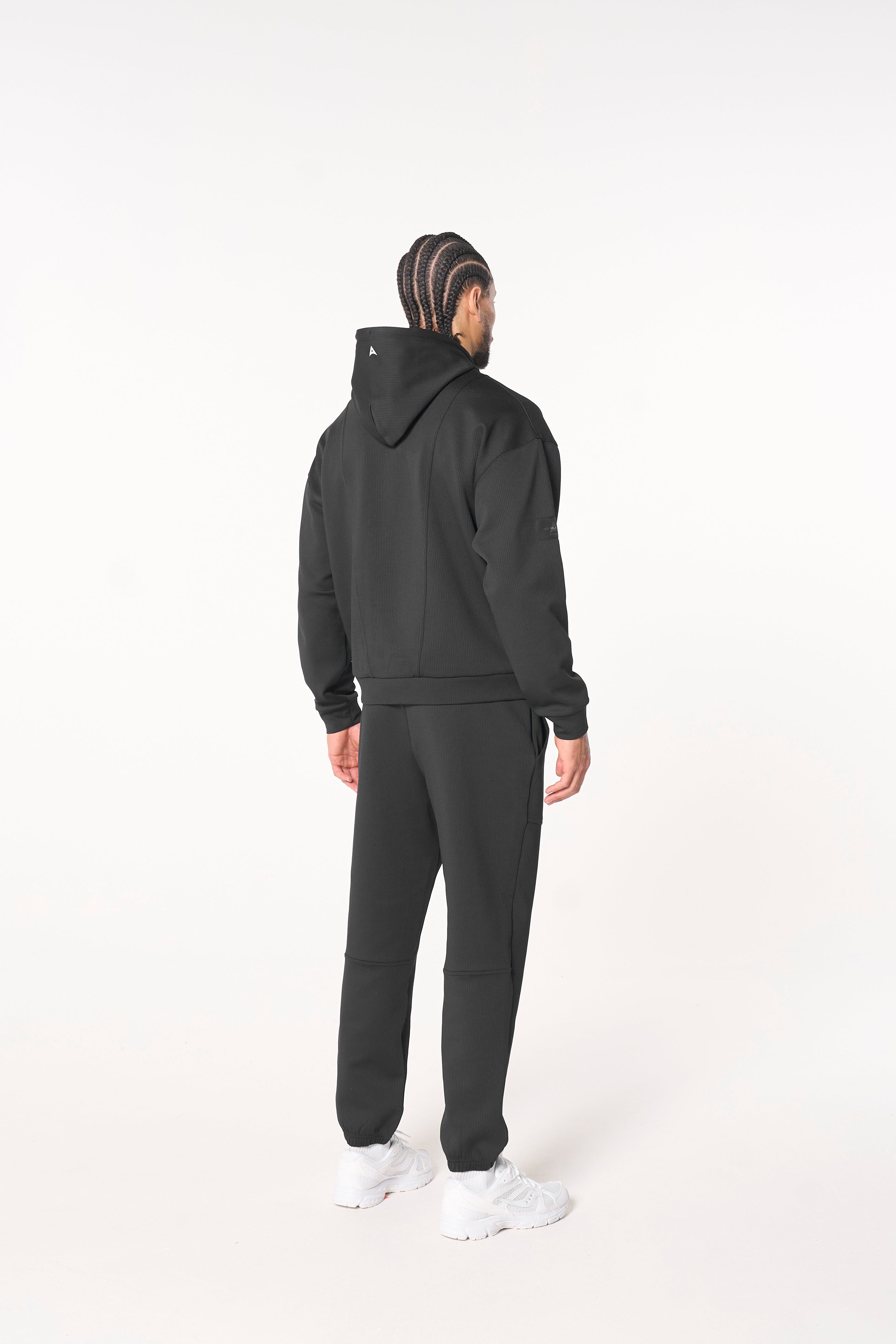 MENS LIFEWEAR WAFFLE TECH JOGGERS - BLACK