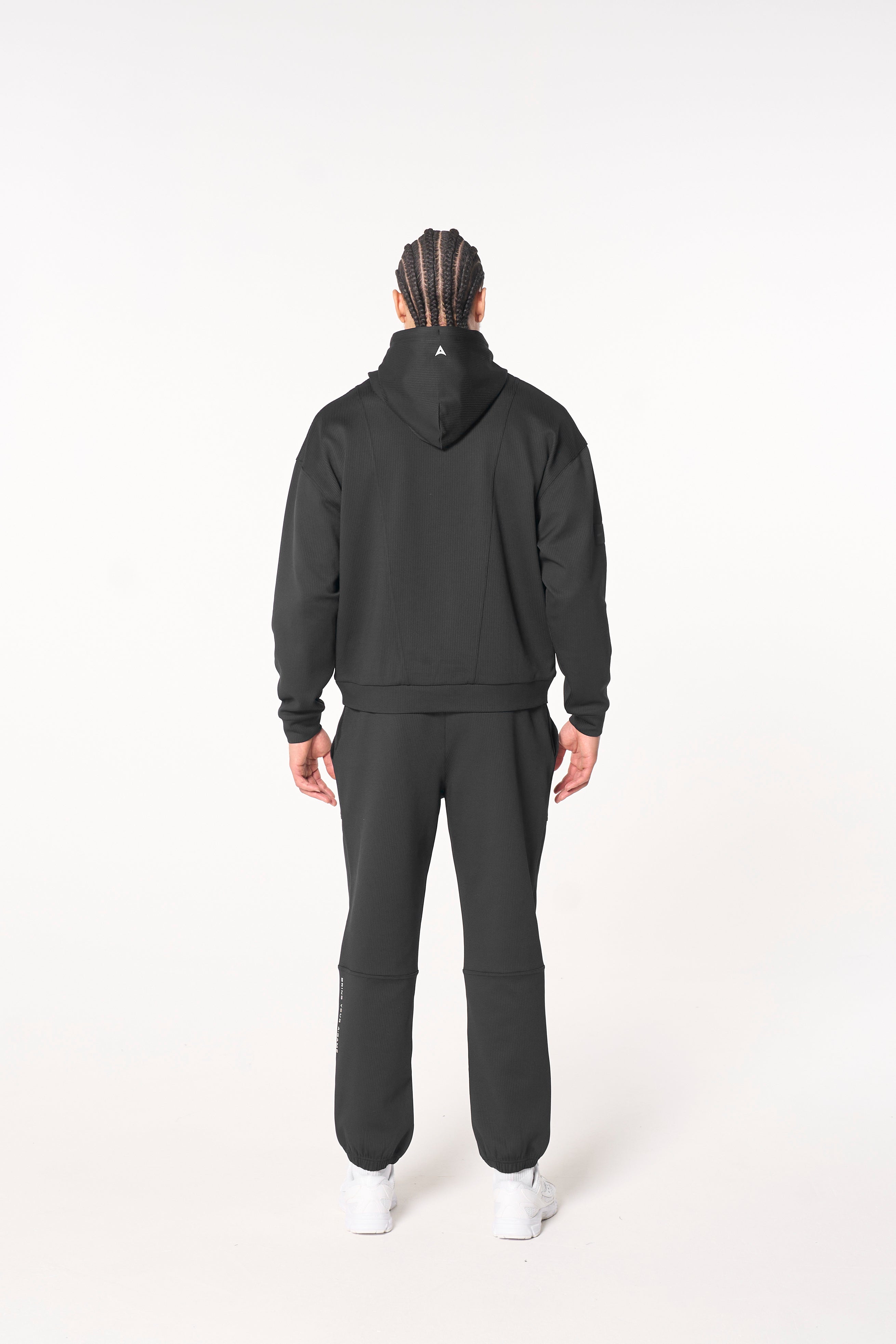 MENS LIFEWEAR WAFFLE TECH JOGGERS - BLACK