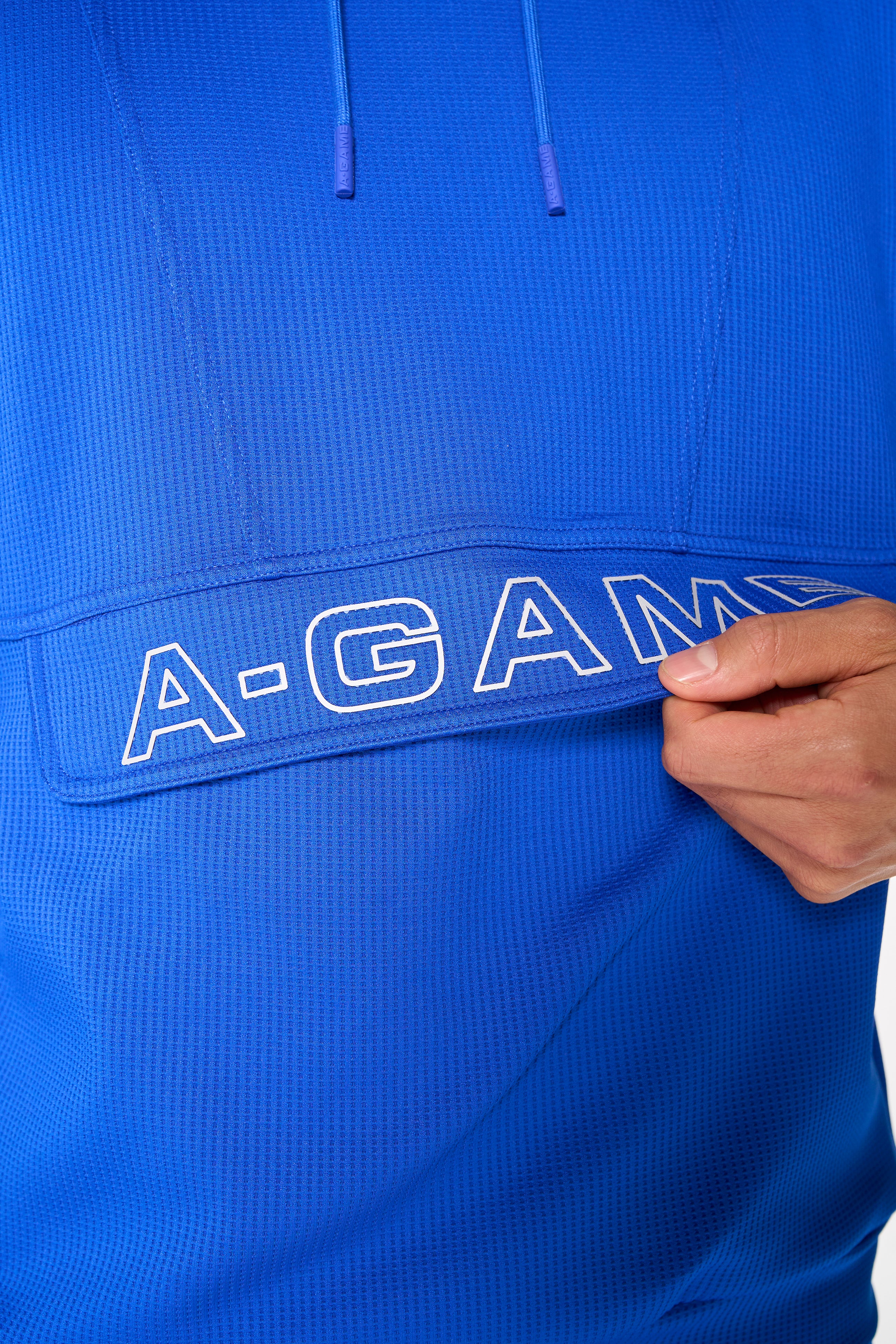 MENS LIFEWEAR WAFFLE TECH HOODIE - COBALT BLUE