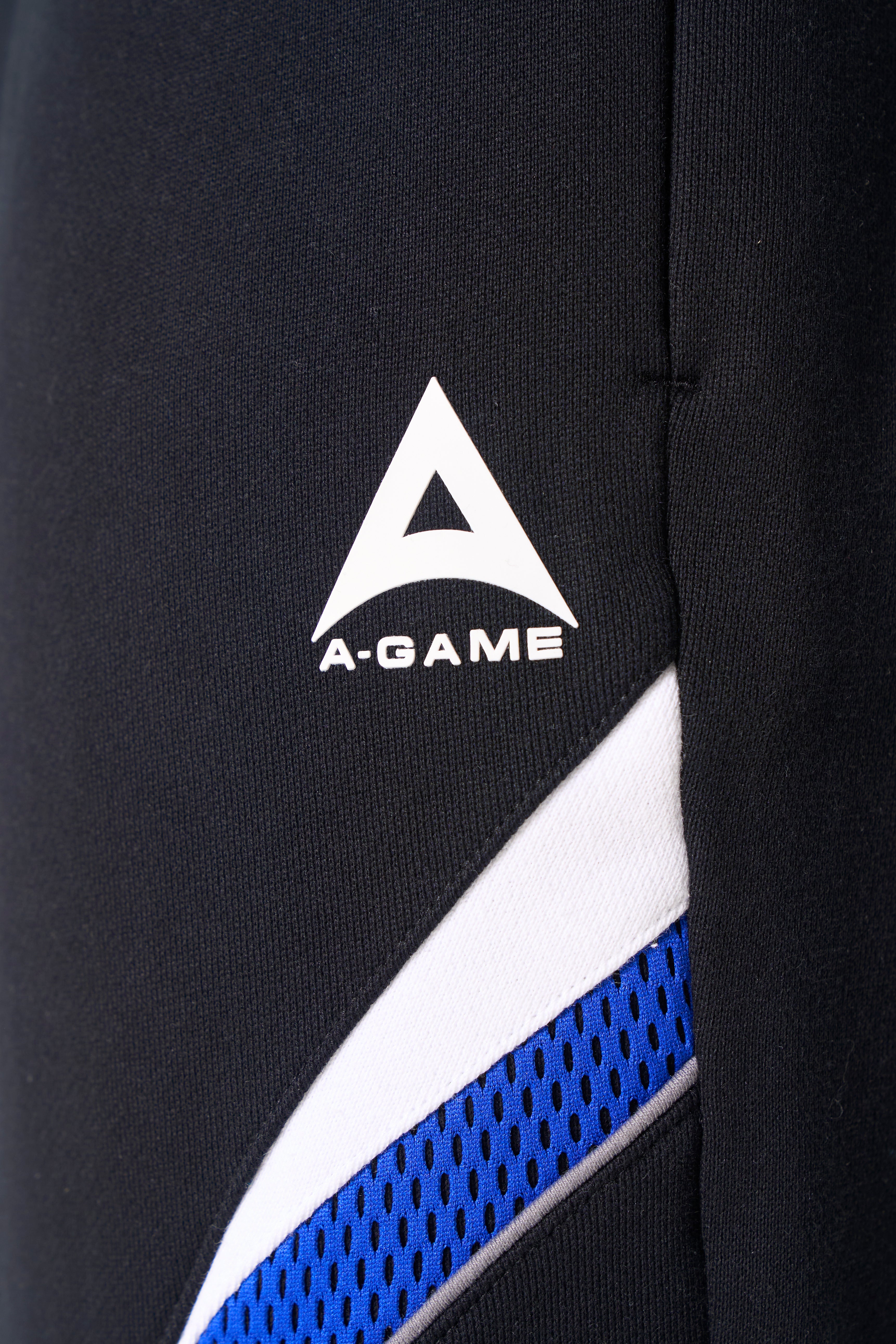 MENS LIFEWEAR MESH PANELLED STRAIGHT LEG SWEAT PANTS - BLACK / COBALT BLUE