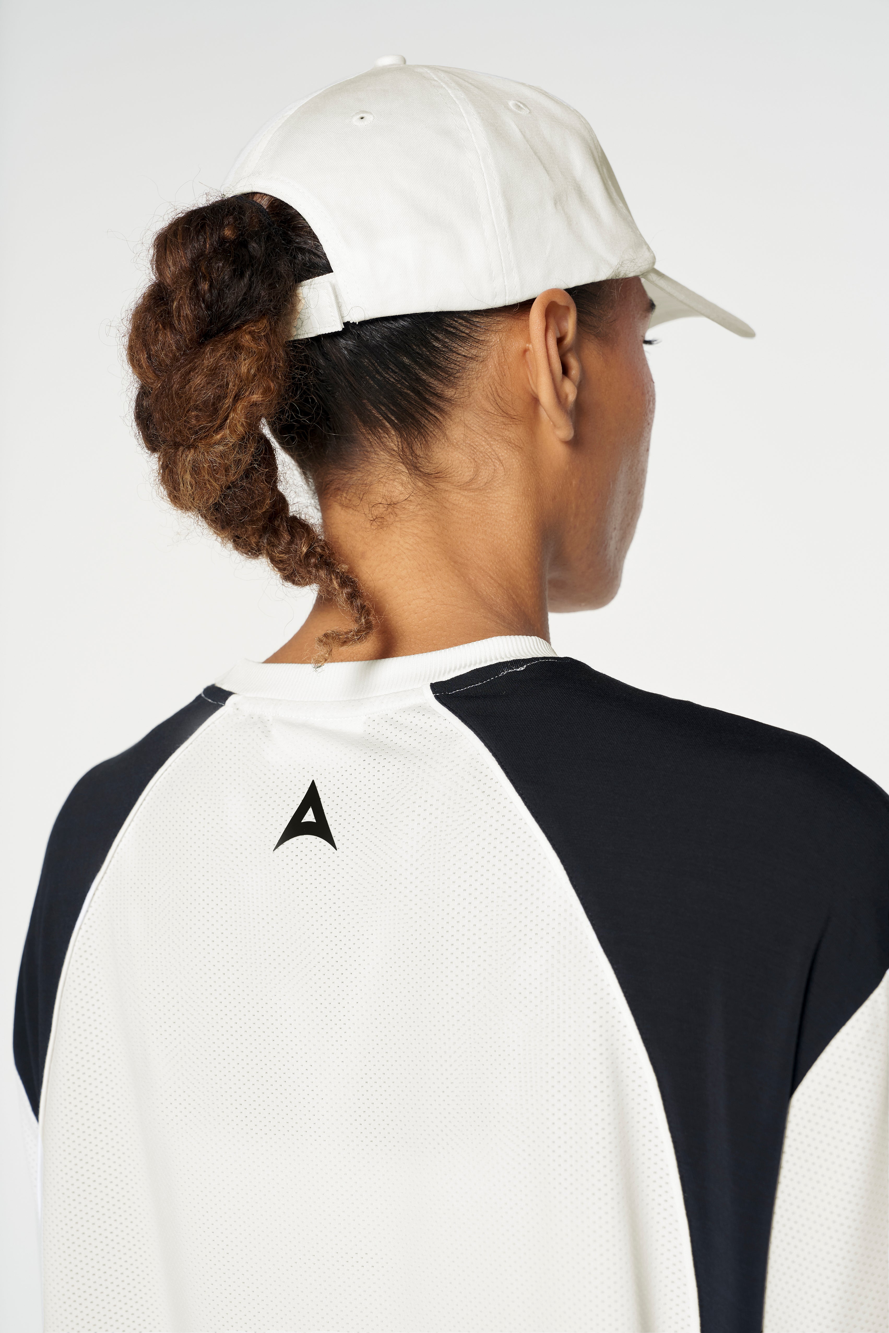 WOMENS LIFEWEAR CROPPED MESH PANEL T-SHIRT - ECRU