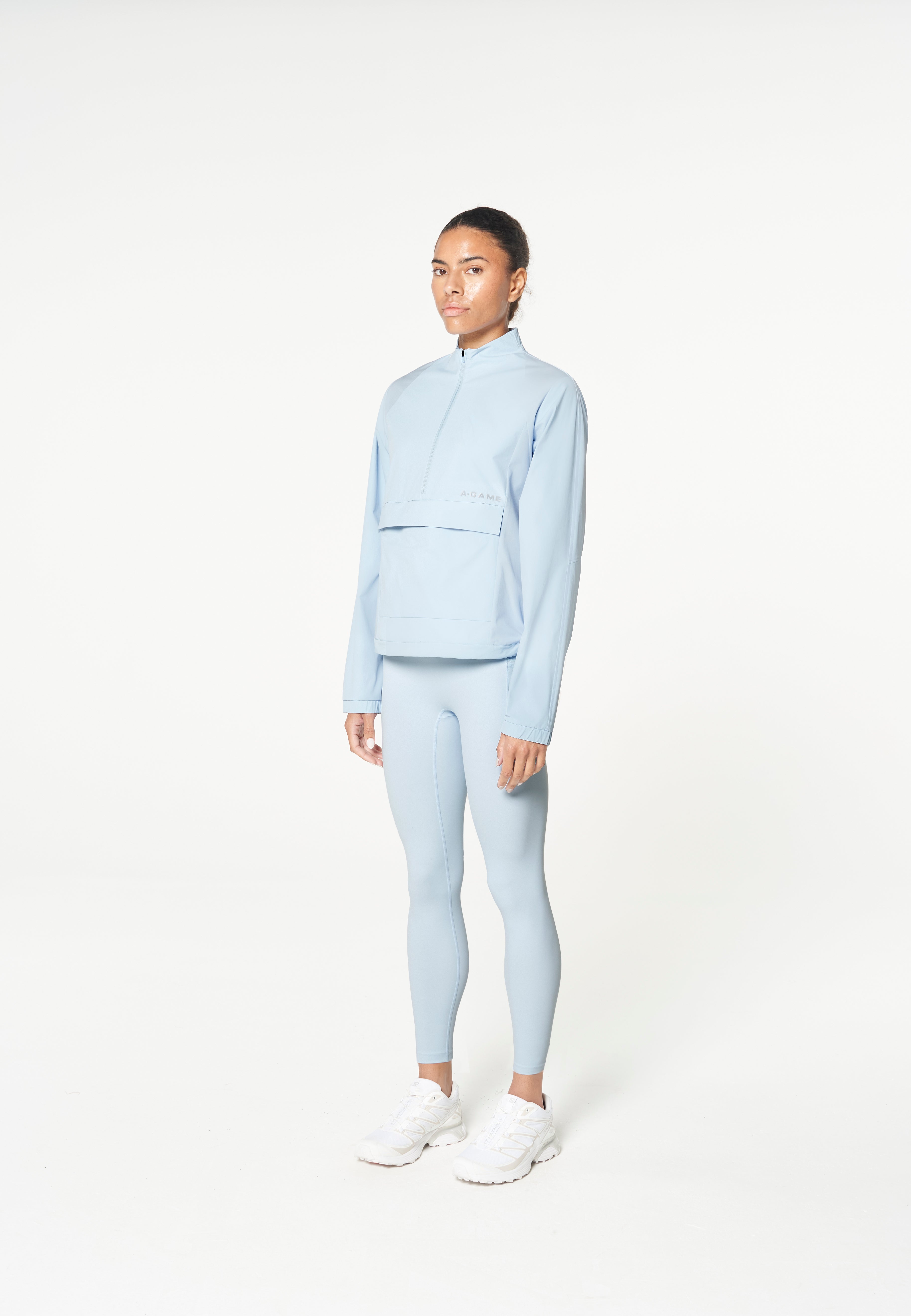 WOMENS HALF ZIP PULL OVER JACKET - PALE BLUE