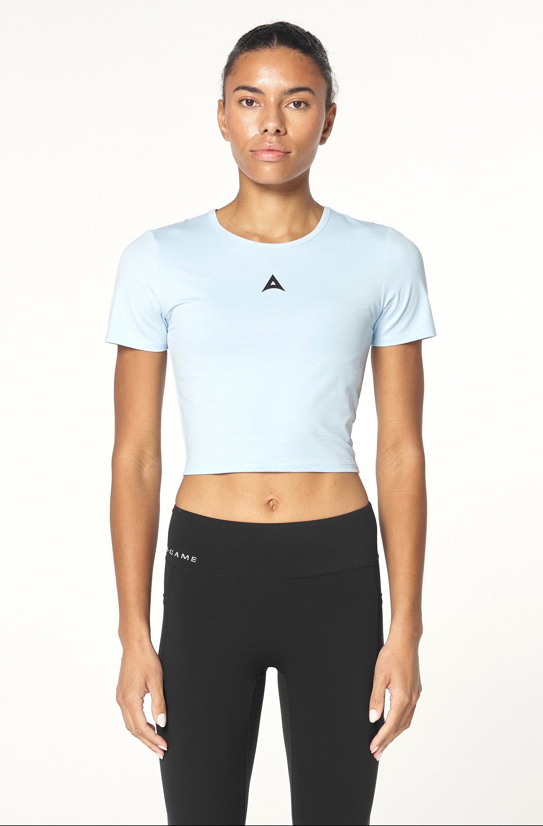 Women's Panel Cropped T-Shirt - Pale Blue