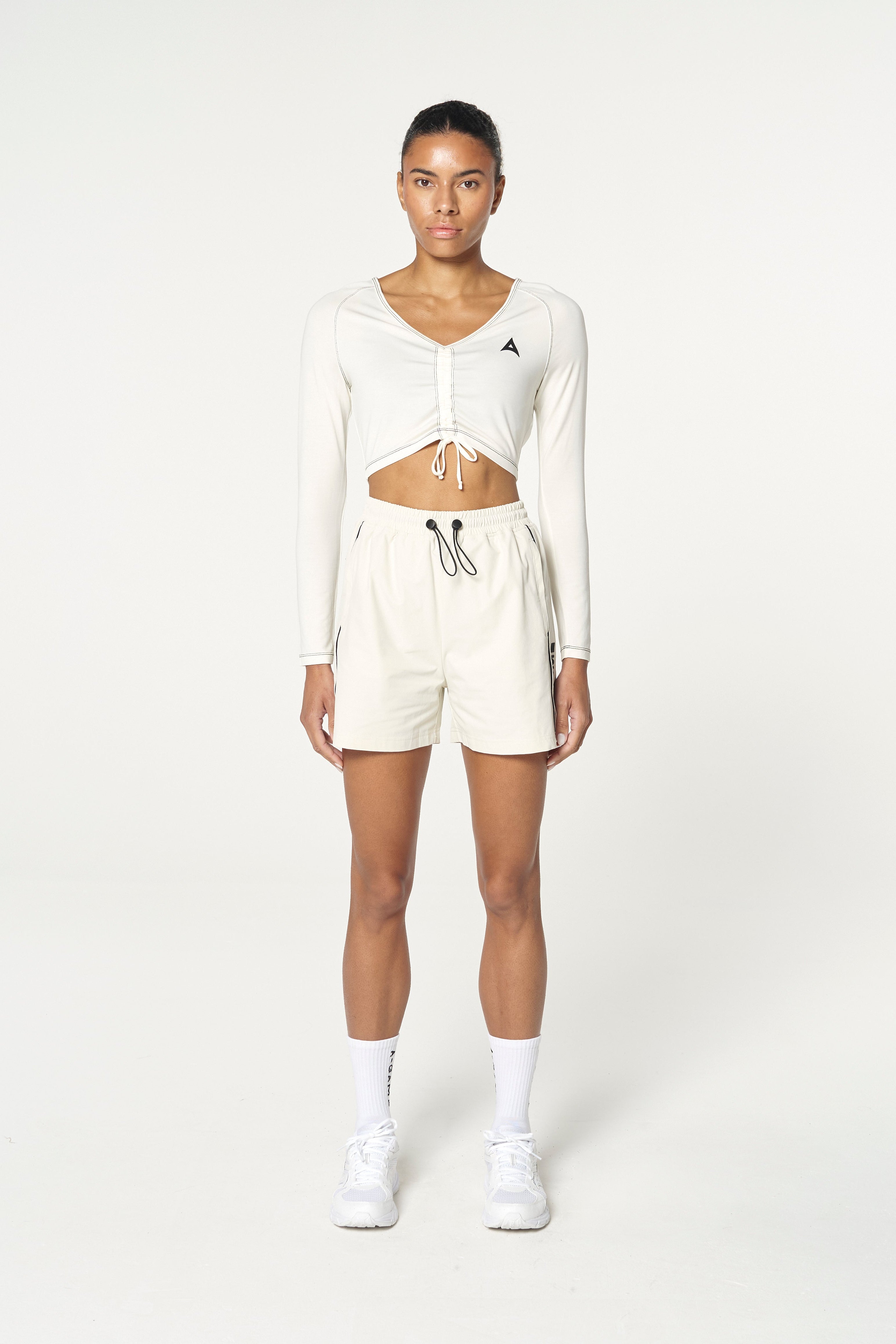 WOMENS LIFEWEAR WOVEN SHORTS - ECRU