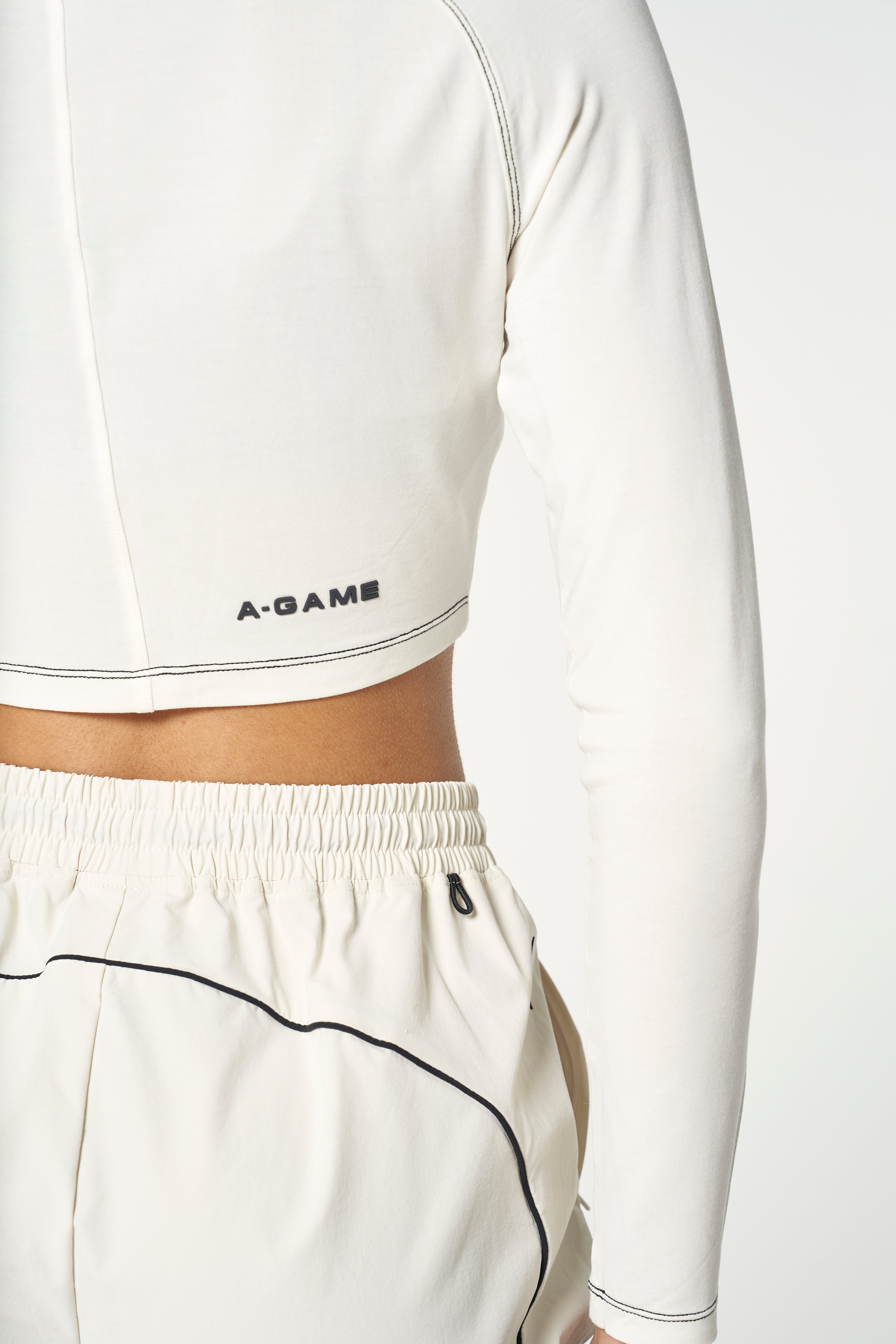 WOMENS LIFEWEAR RUCHED FRONT LONG SLEEVE - ECRU