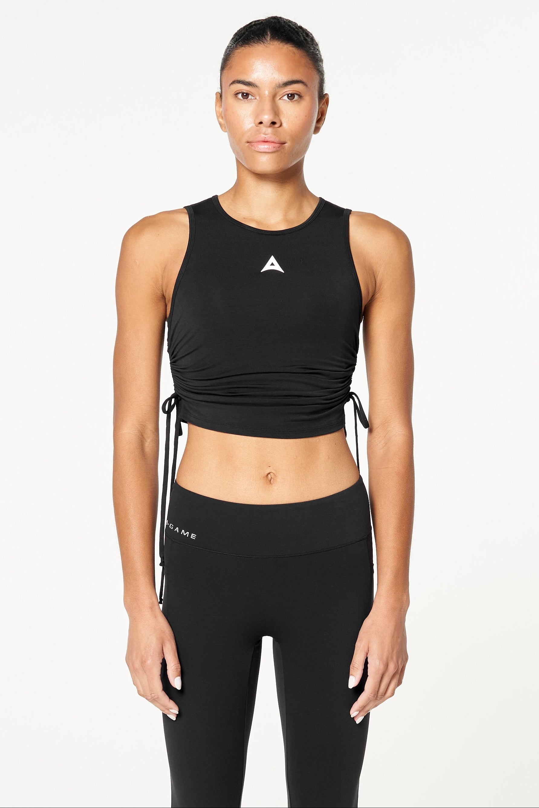 WOMENS LIFEWEAR RUCHED SIDE TANK - BLACK