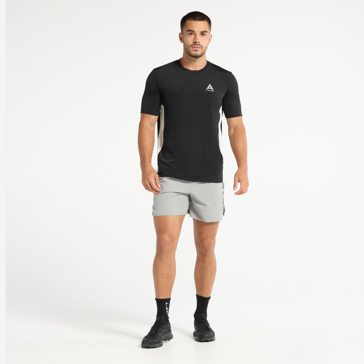 Men's Panelled Training T-Shirt - Black/Lt Grey