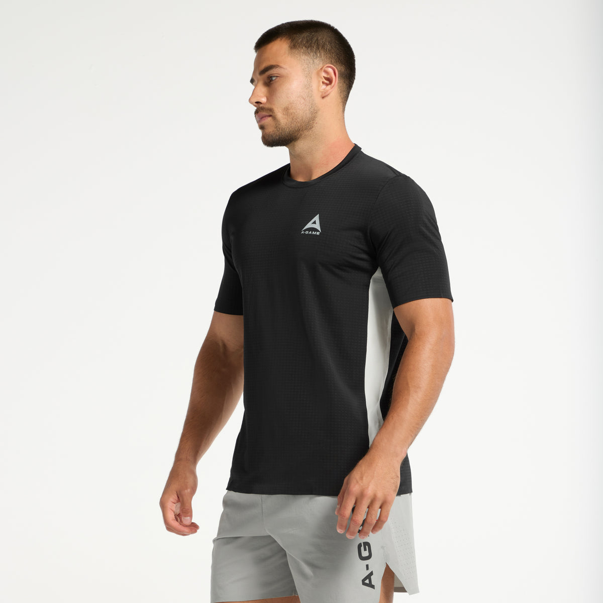 Men's Panelled Training T-Shirt - Black/Lt Grey