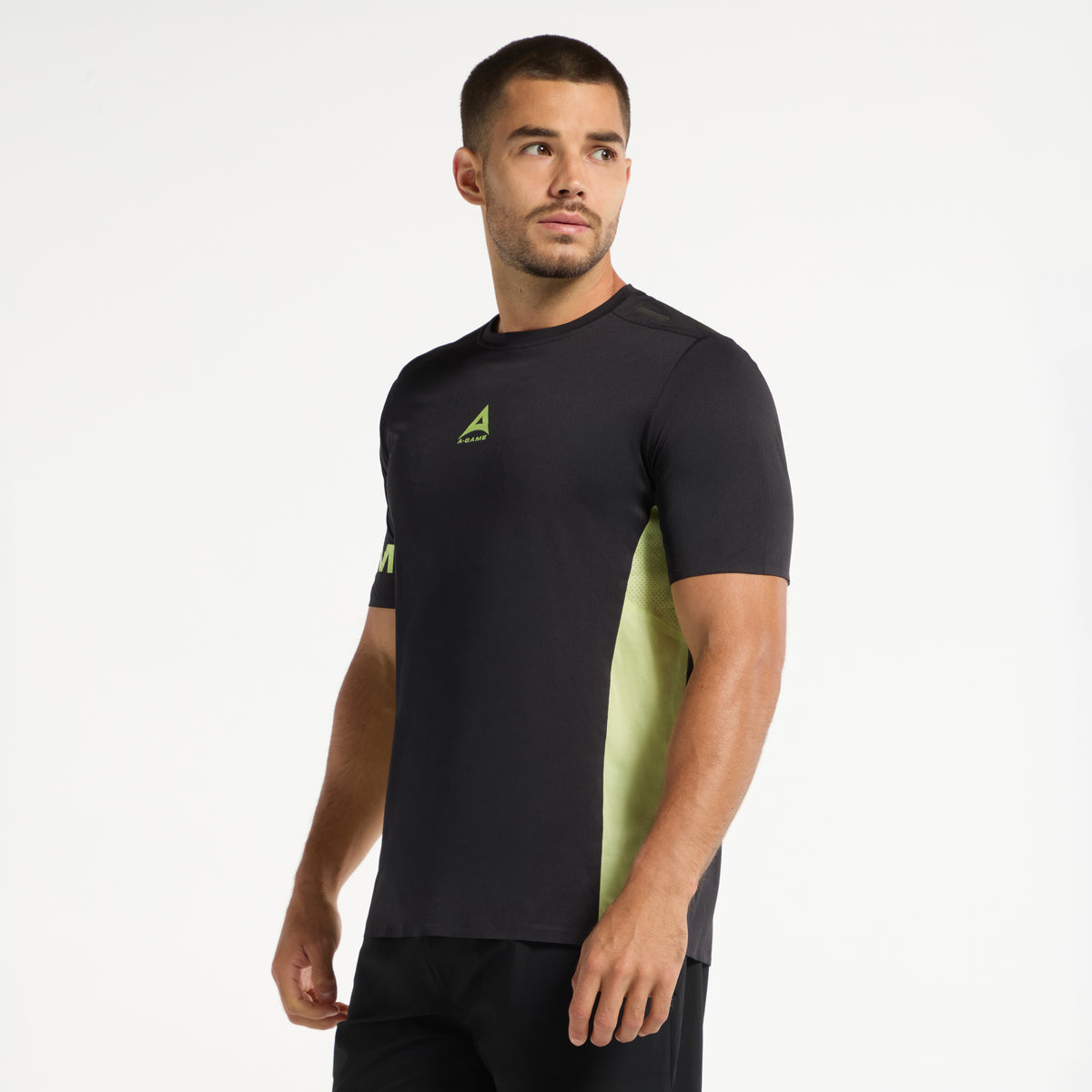 Men's Panelled Training T-Shirt - Lime/Black