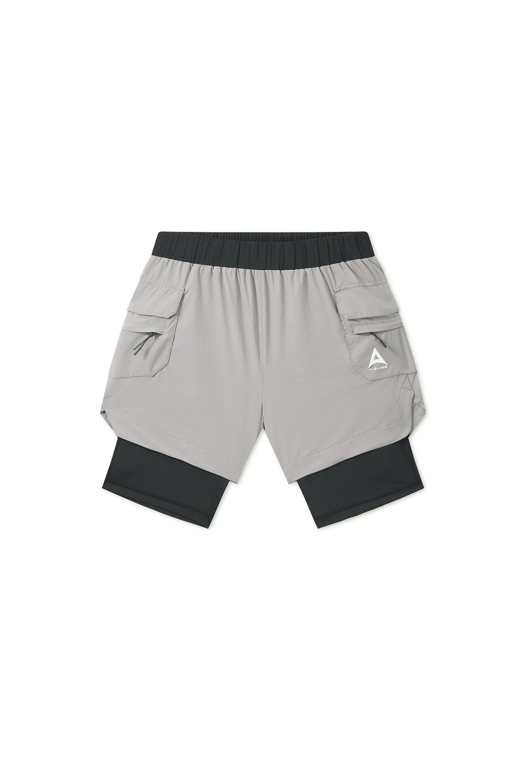 Men's 2-in-1 Cargo Shorts - Grey / Black