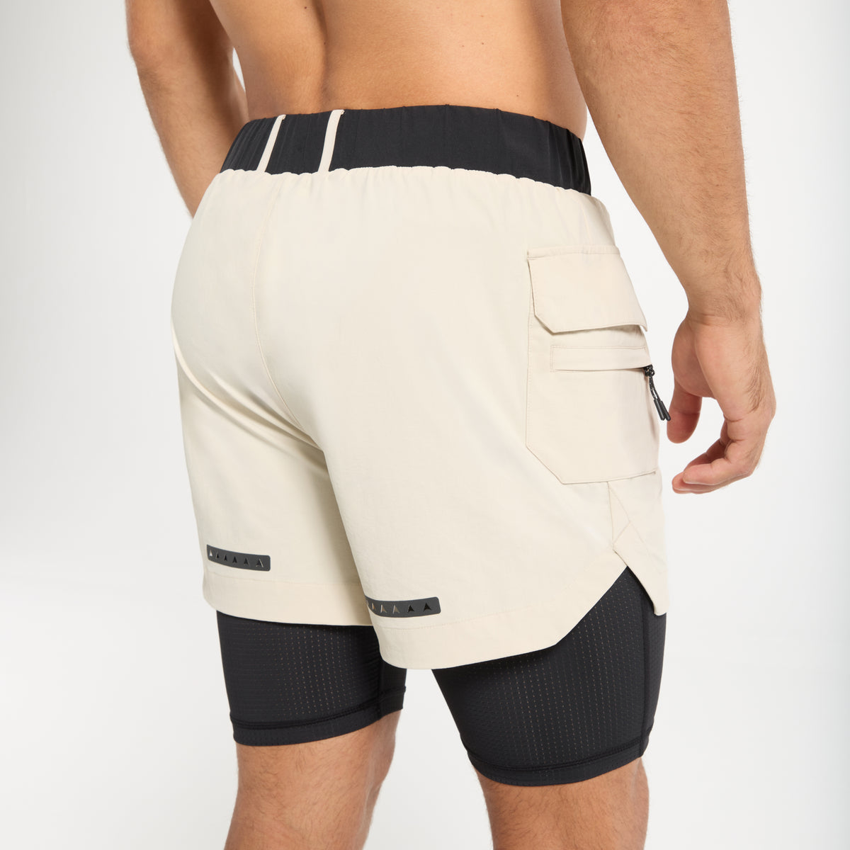 Men's 2-in-1 Cargo Shorts - Beige / Black