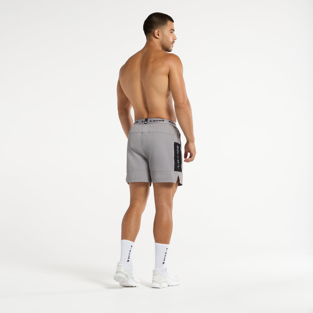 Men's Colour Block Training Shorts - Grey / Black