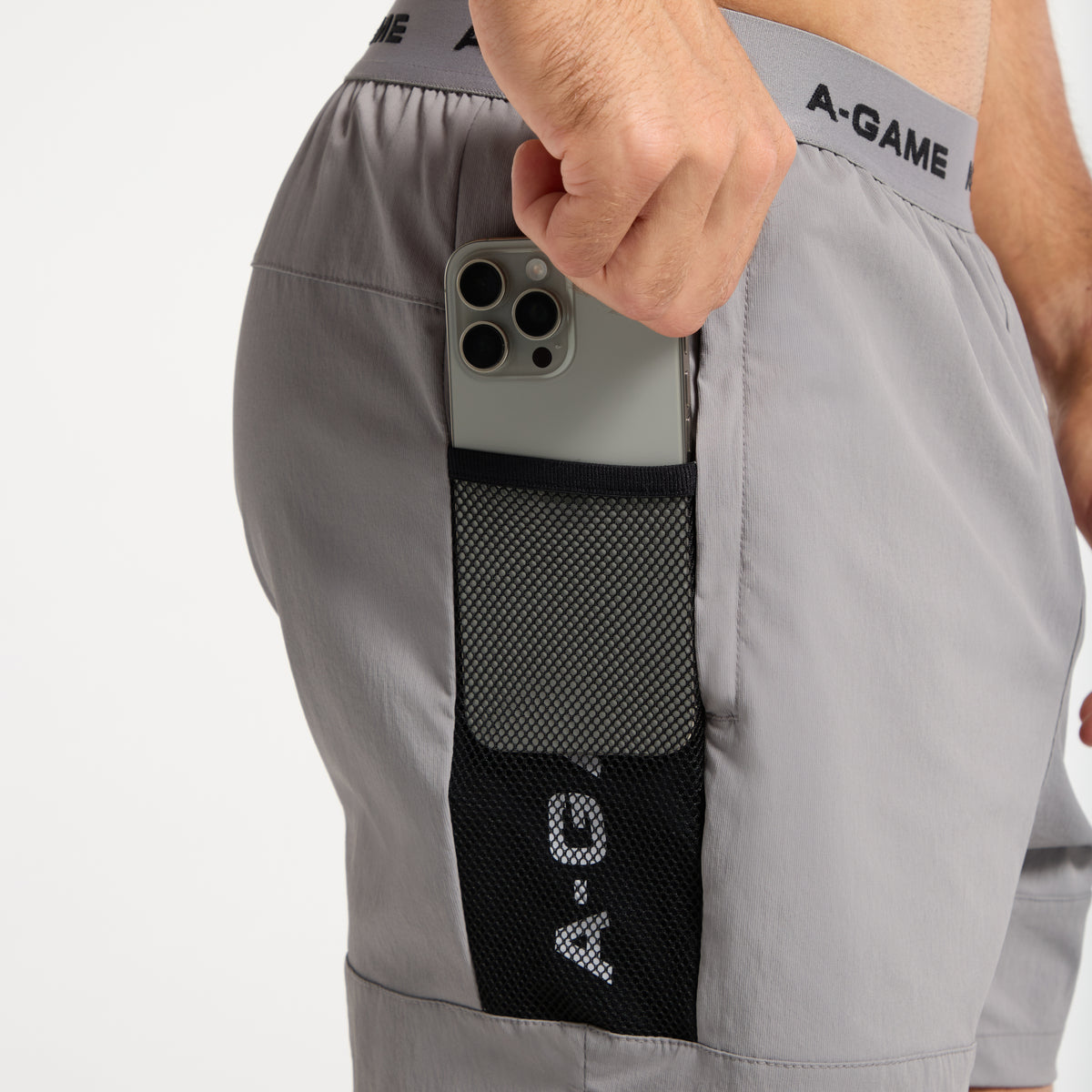 Men's Colour Block Training Shorts - Grey / Black