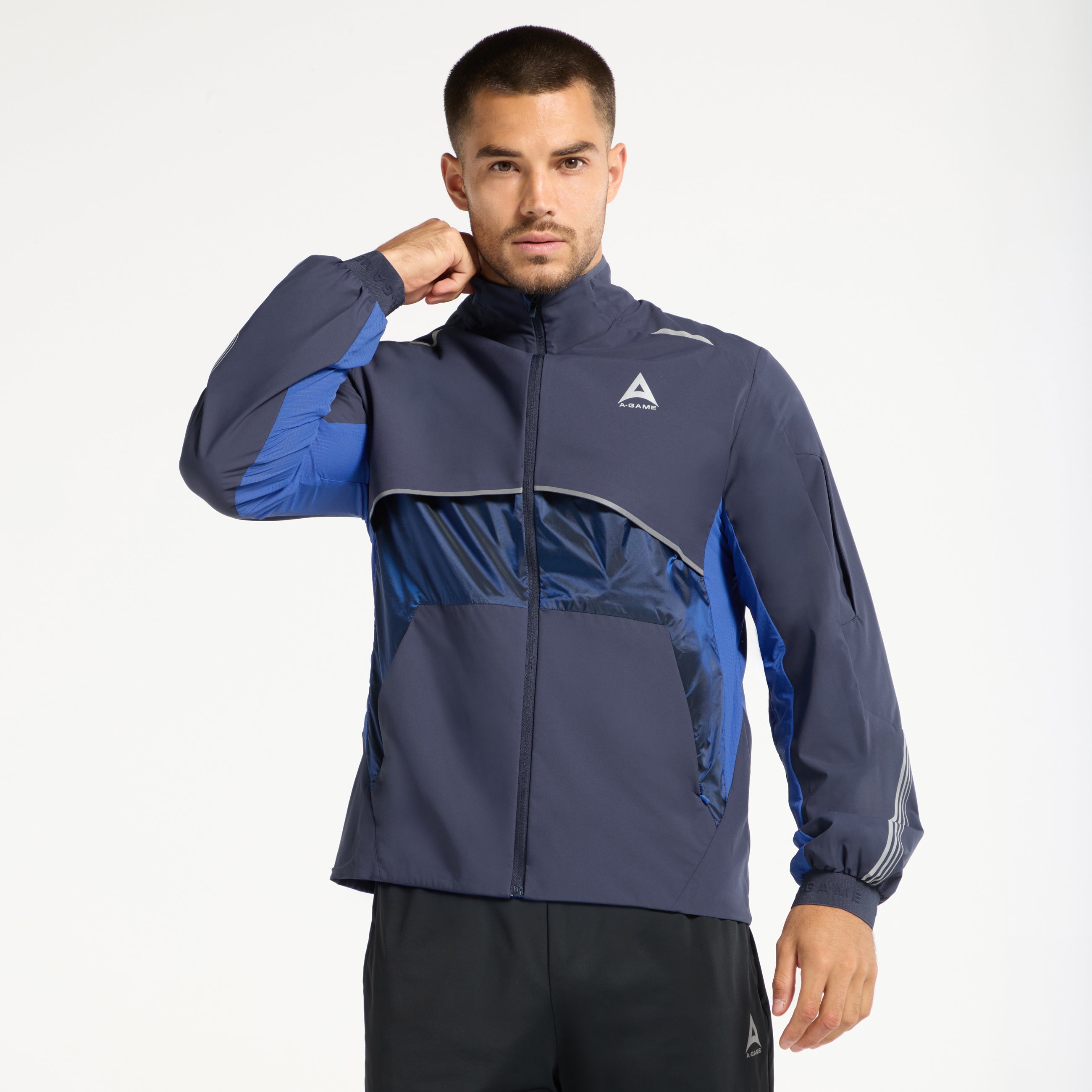 Men's Lightweight Windbreaker Jacket - Navy / Cobalt Blue