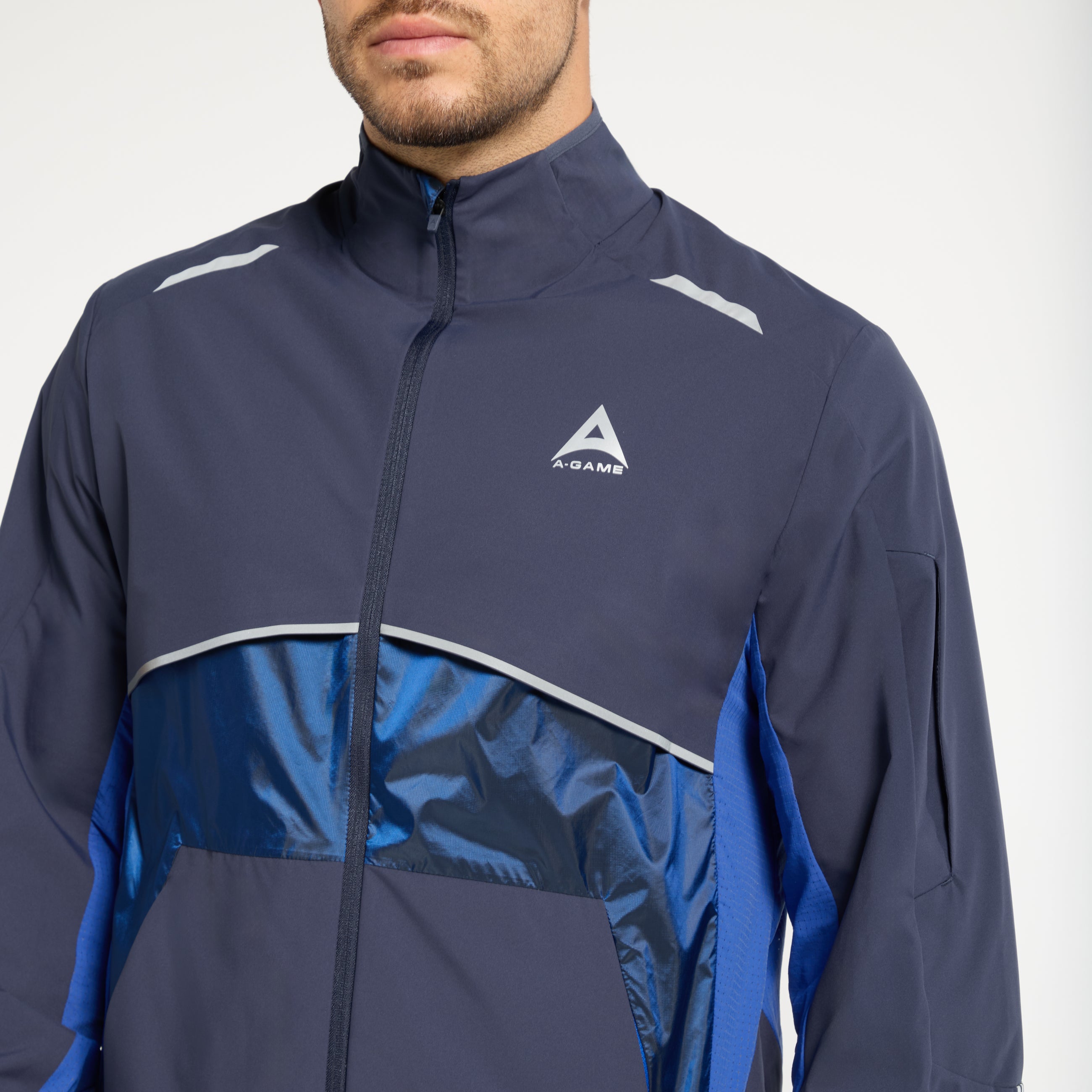 Men's Lightweight Windbreaker Jacket - Navy / Cobalt Blue