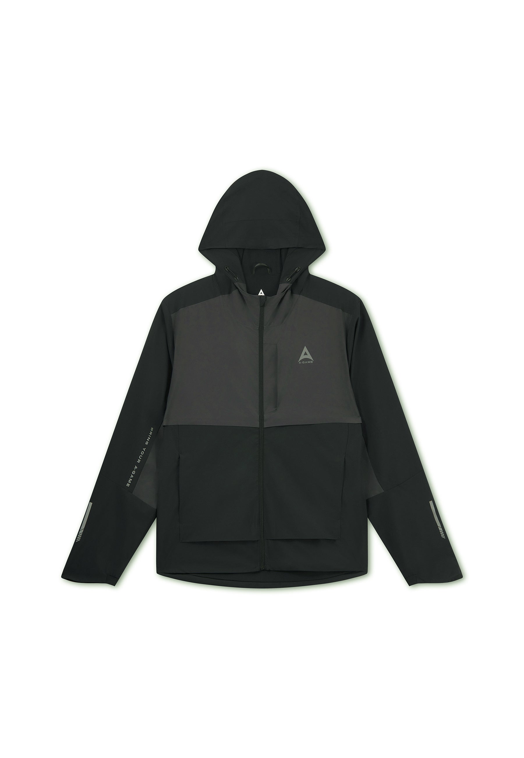 MENS PANELLED LIGHTWEIGHT JACKET - BLACK / DK CHARCOAL