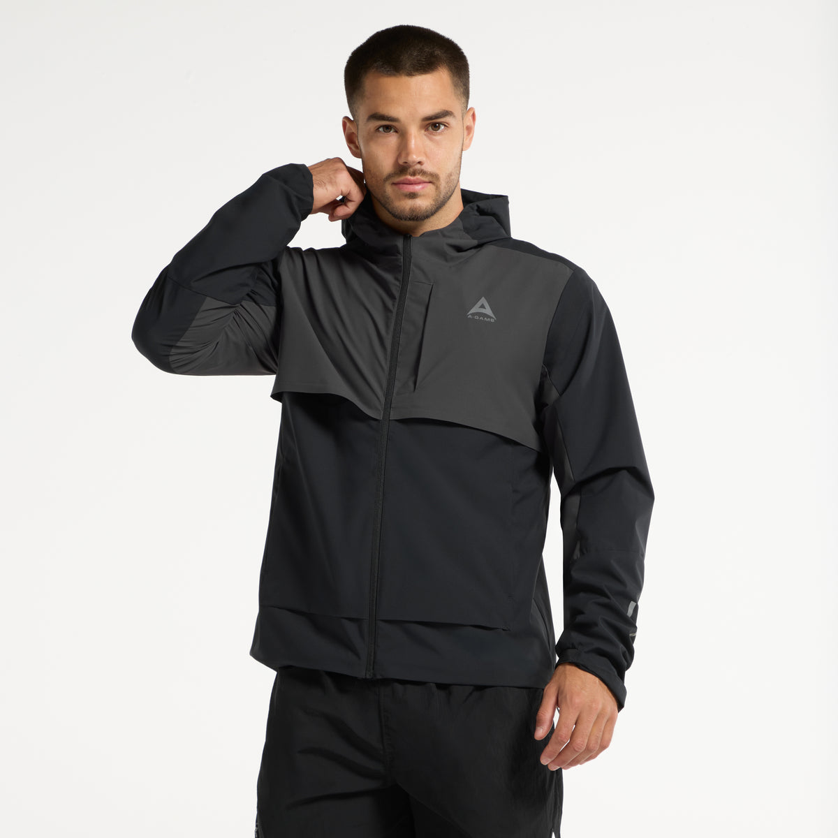 Men's Panelled Lightweight Jacket - Black / Dk Charcoal