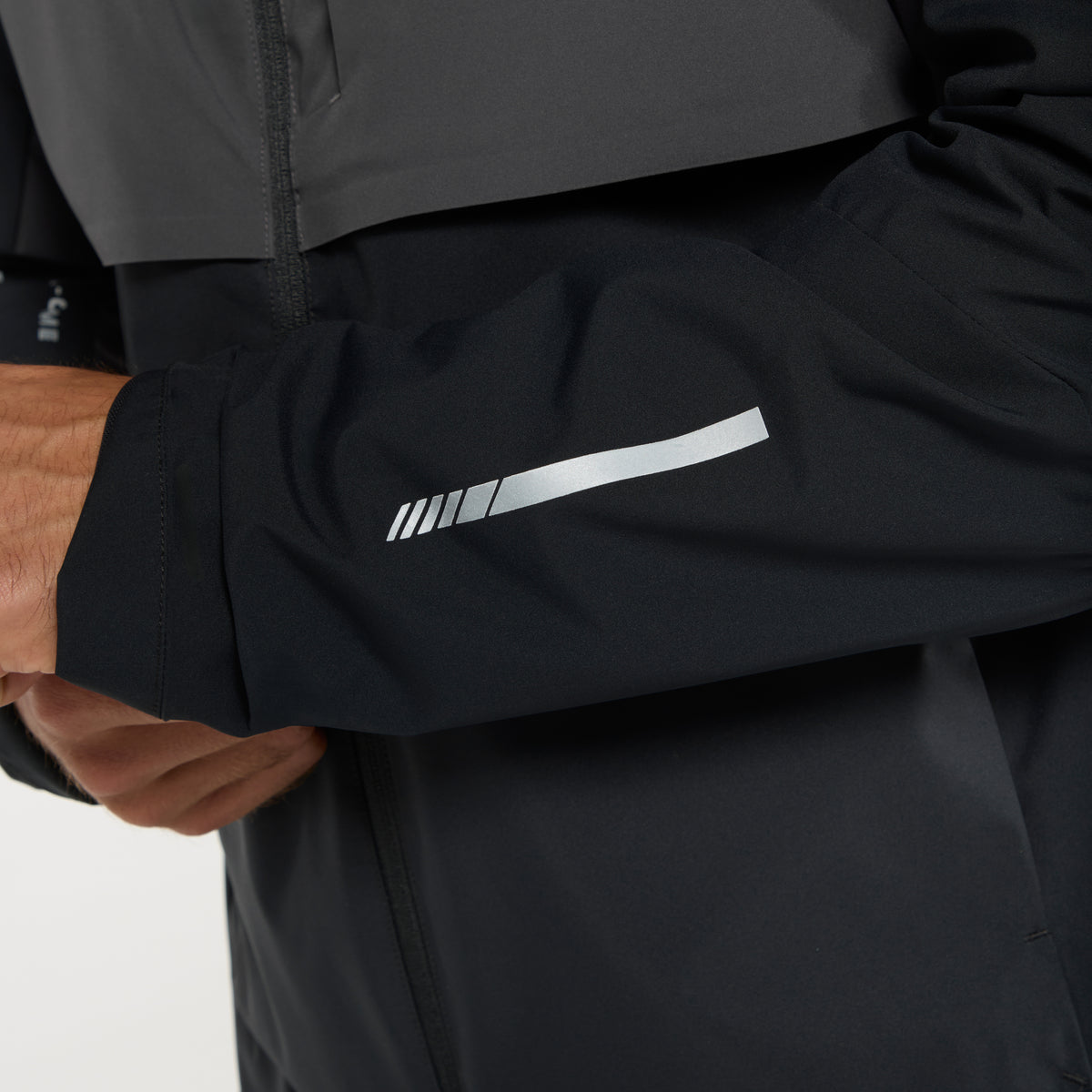 Men's Panelled Lightweight Jacket - Black / Dk Charcoal