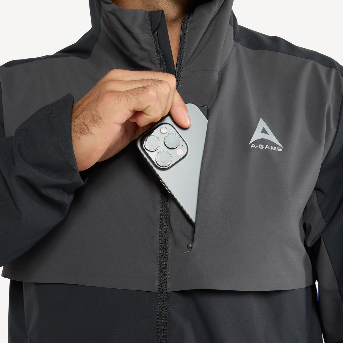 Men's Panelled Lightweight Jacket - Black / Dk Charcoal