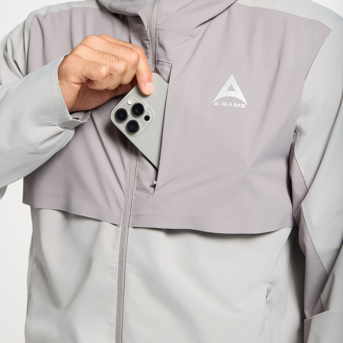 Men's Panelled Lightweight Jacket - Grey / Dk Grey