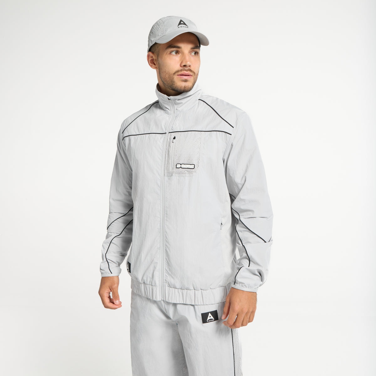 Men's Woven Tech Track Jacket - Grey
