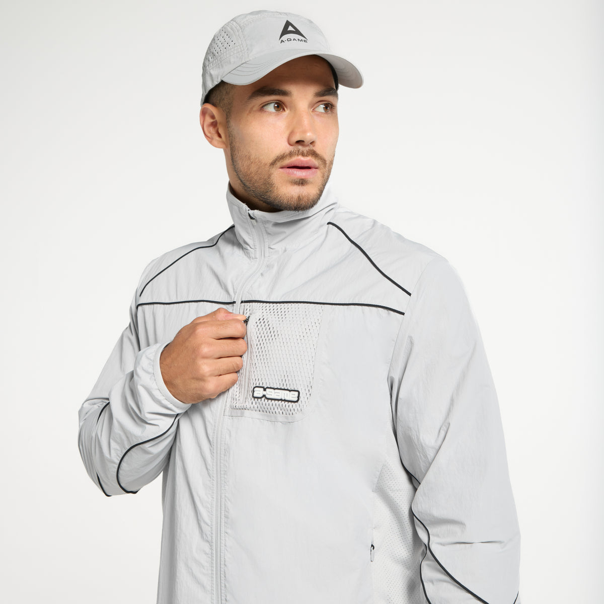 Men's Woven Tech Track Jacket - Grey