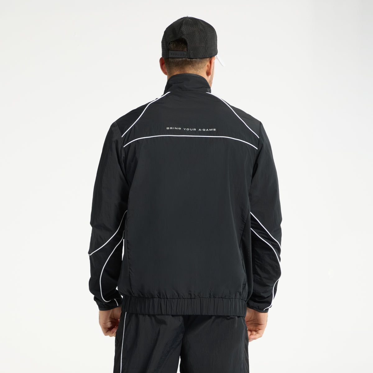 Men's Woven Tech Track Jacket - Black