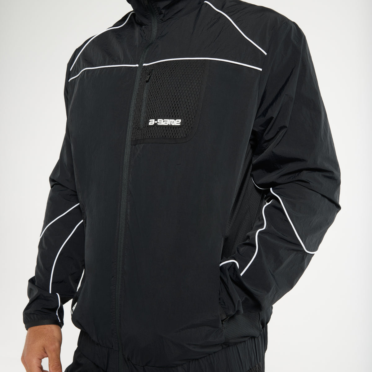 Men's Woven Tech Track Jacket - Black