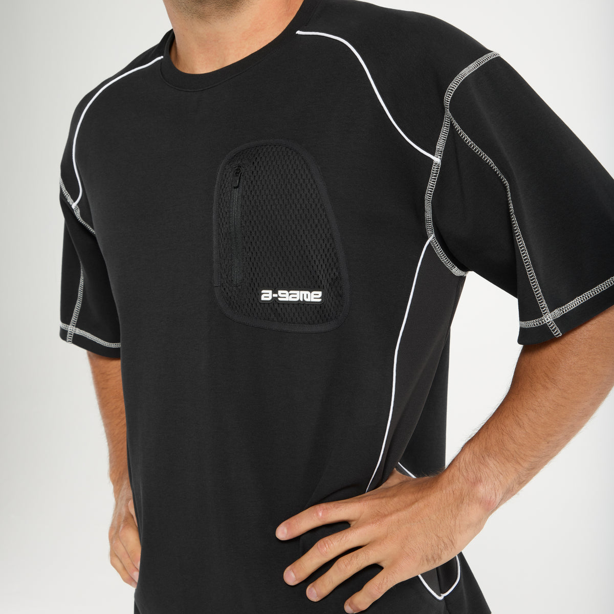 Men's Seam Detail Tech T-Shirt - Black