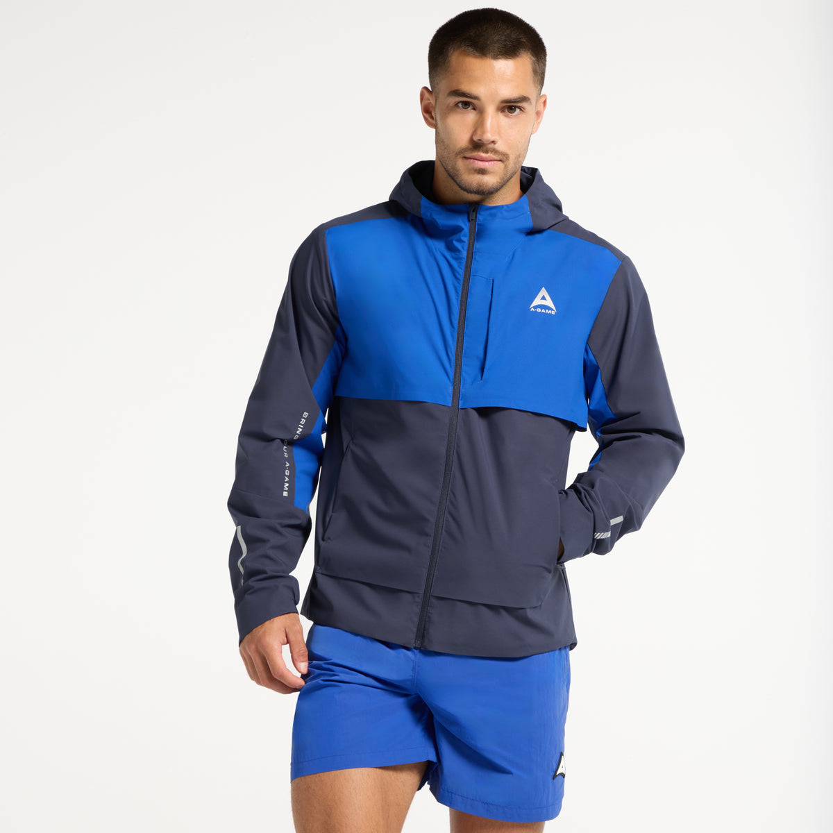 Men's Panelled Lightweight Jacket - Navy / Cobalt Blue