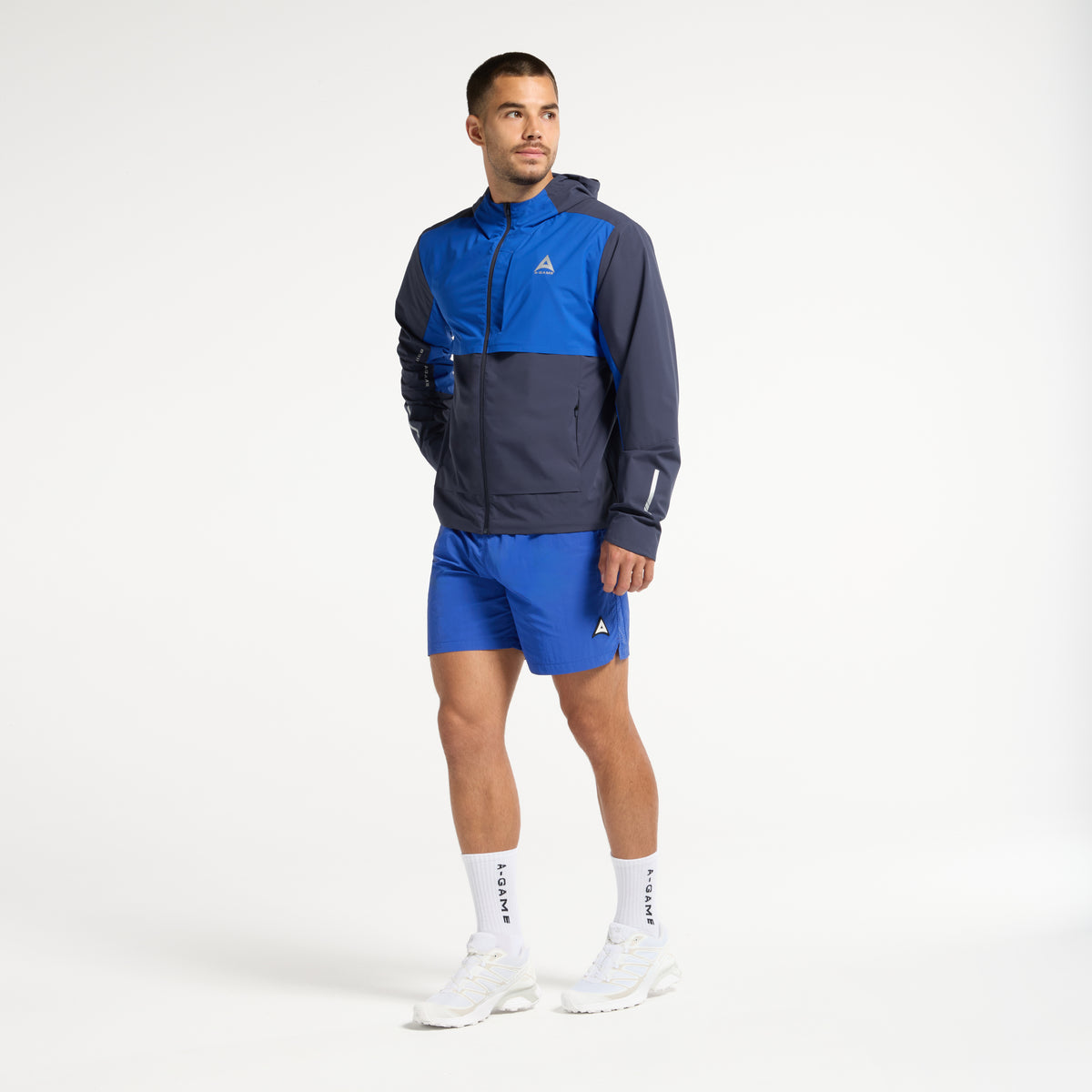 Men's Panelled Lightweight Jacket - Navy / Cobalt Blue