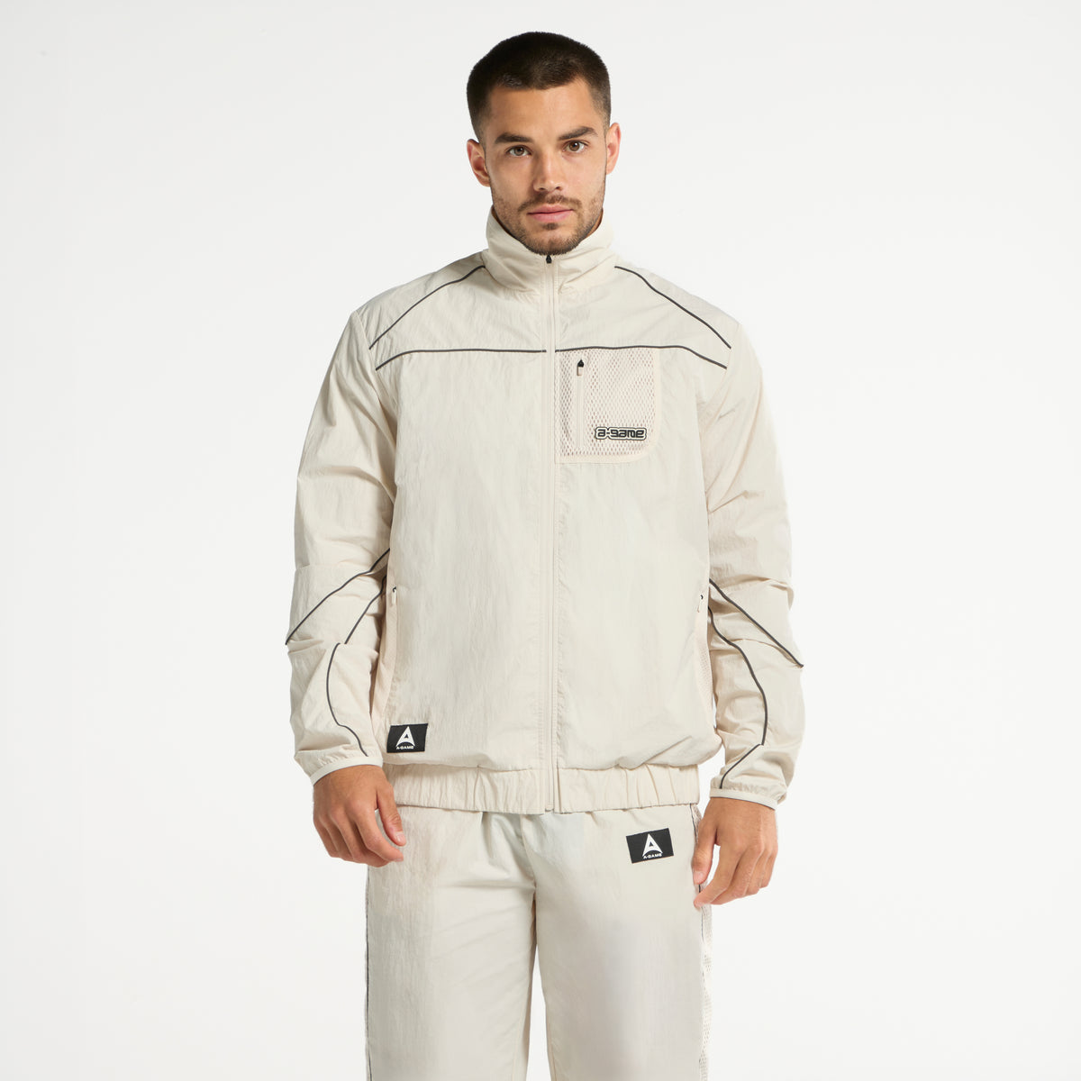 Men's Woven Tech Track Jacket - Beige