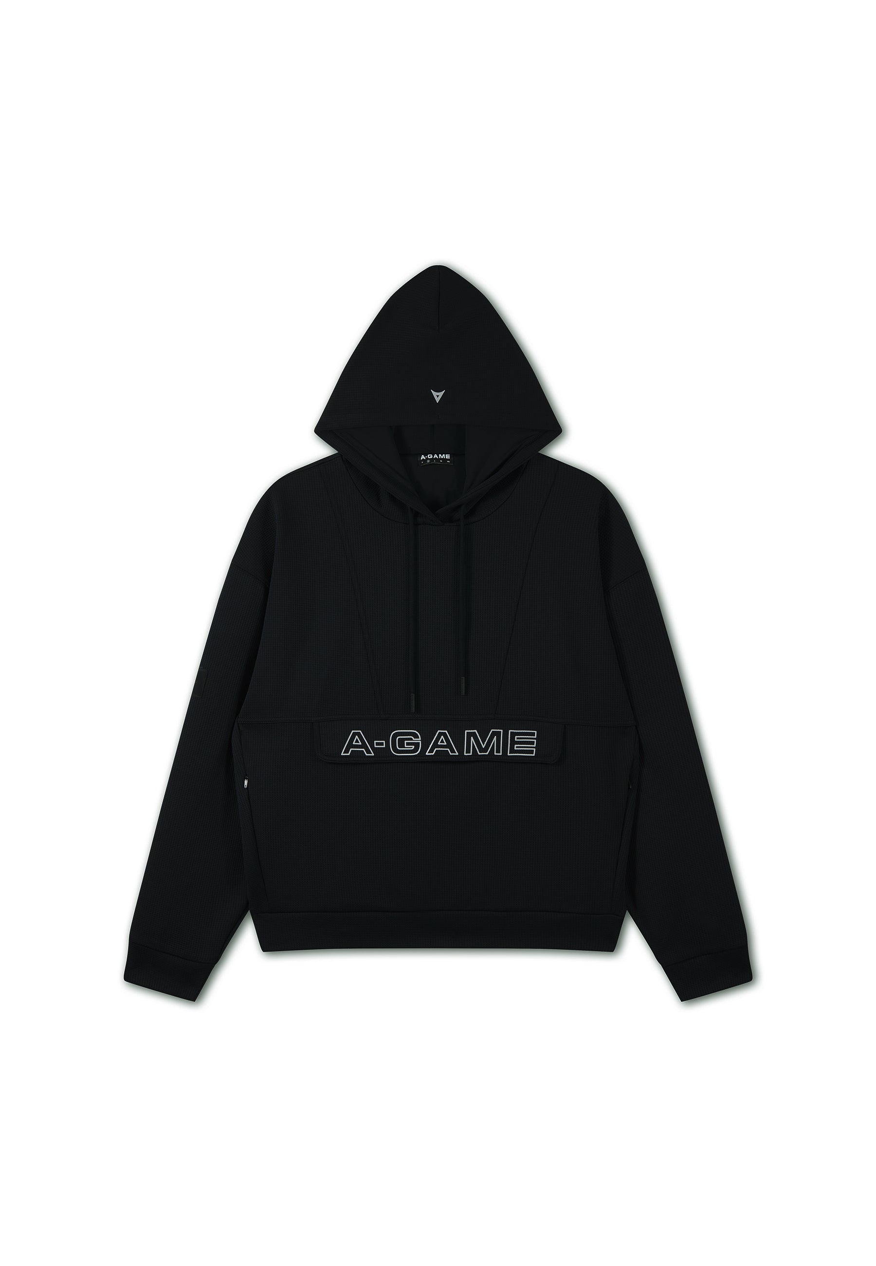 MENS LIFEWEAR WAFFLE TECH HOODIE - BLACK