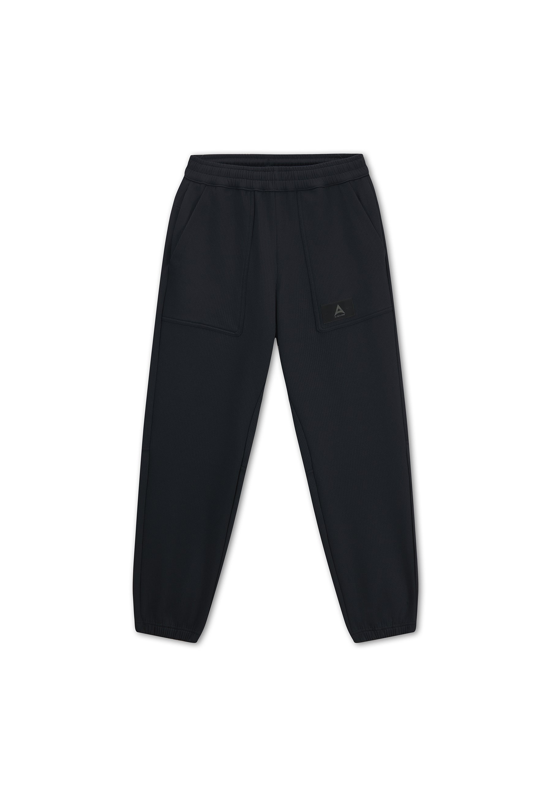 MENS LIFEWEAR WAFFLE TECH JOGGERS - BLACK