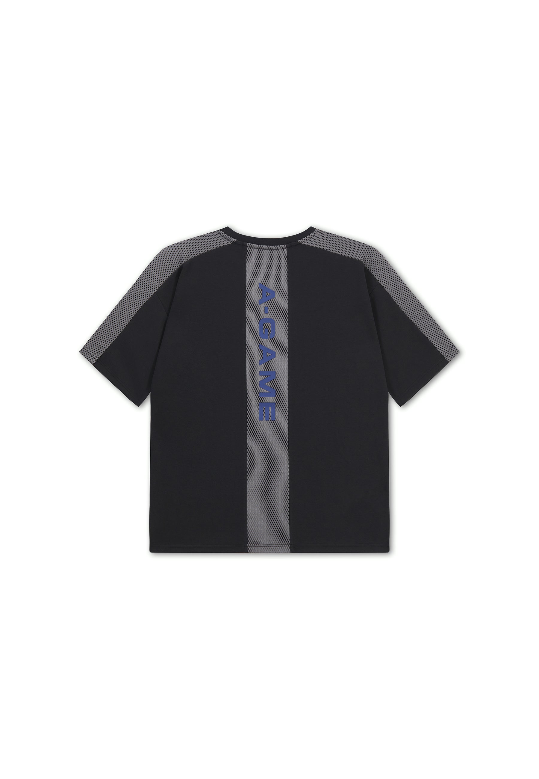 MENS LIFEWEAR PANELLED MESH SPORT T-SHIRT - BLACK / COBALT BLUE